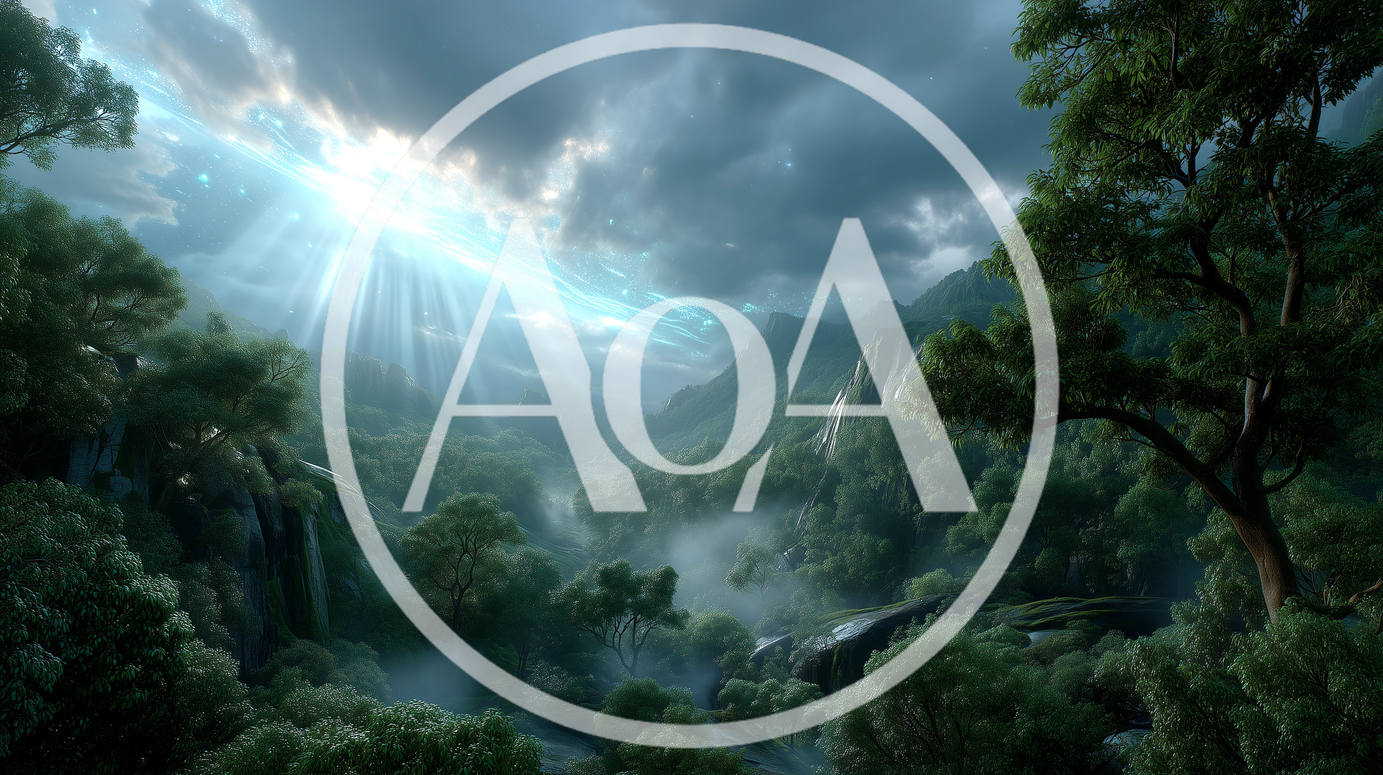 Sunlight Beaming Through Clouds Over A Lush Forest Valley