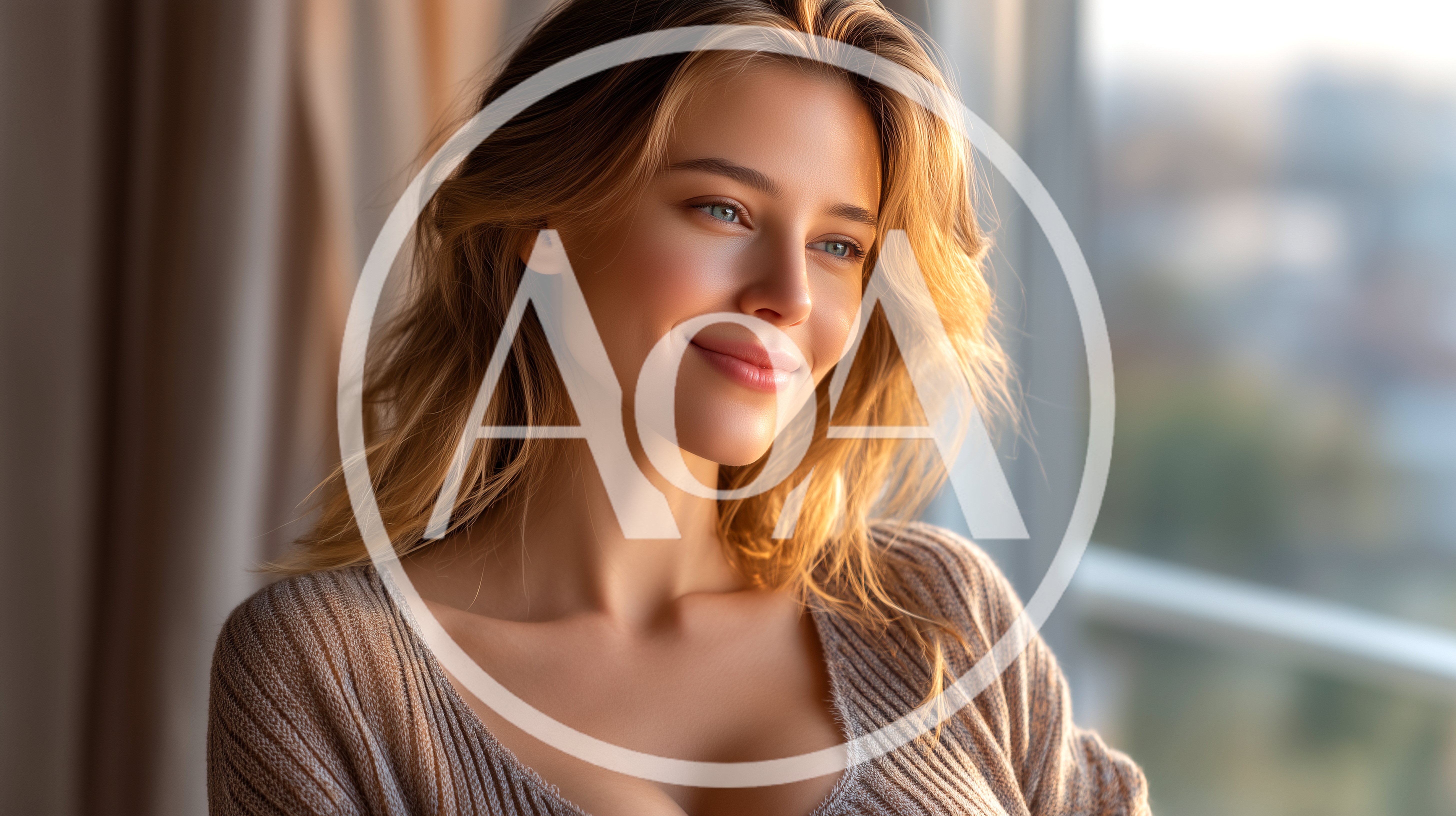 Portrait Of A Beautiful Woman Looking Out A Window