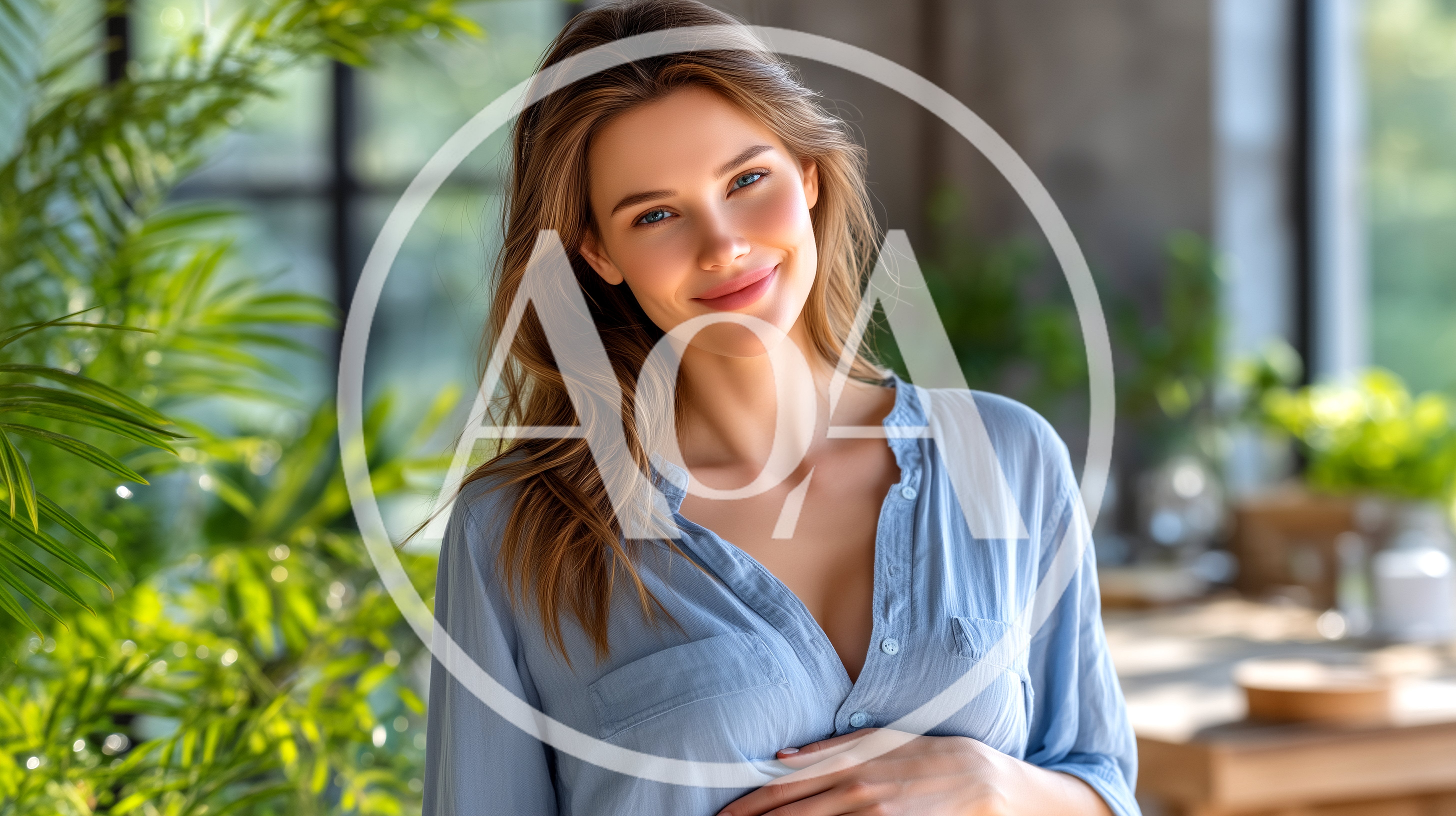 Pregnant Woman Smiling In A Bright Sunlit Home Interior