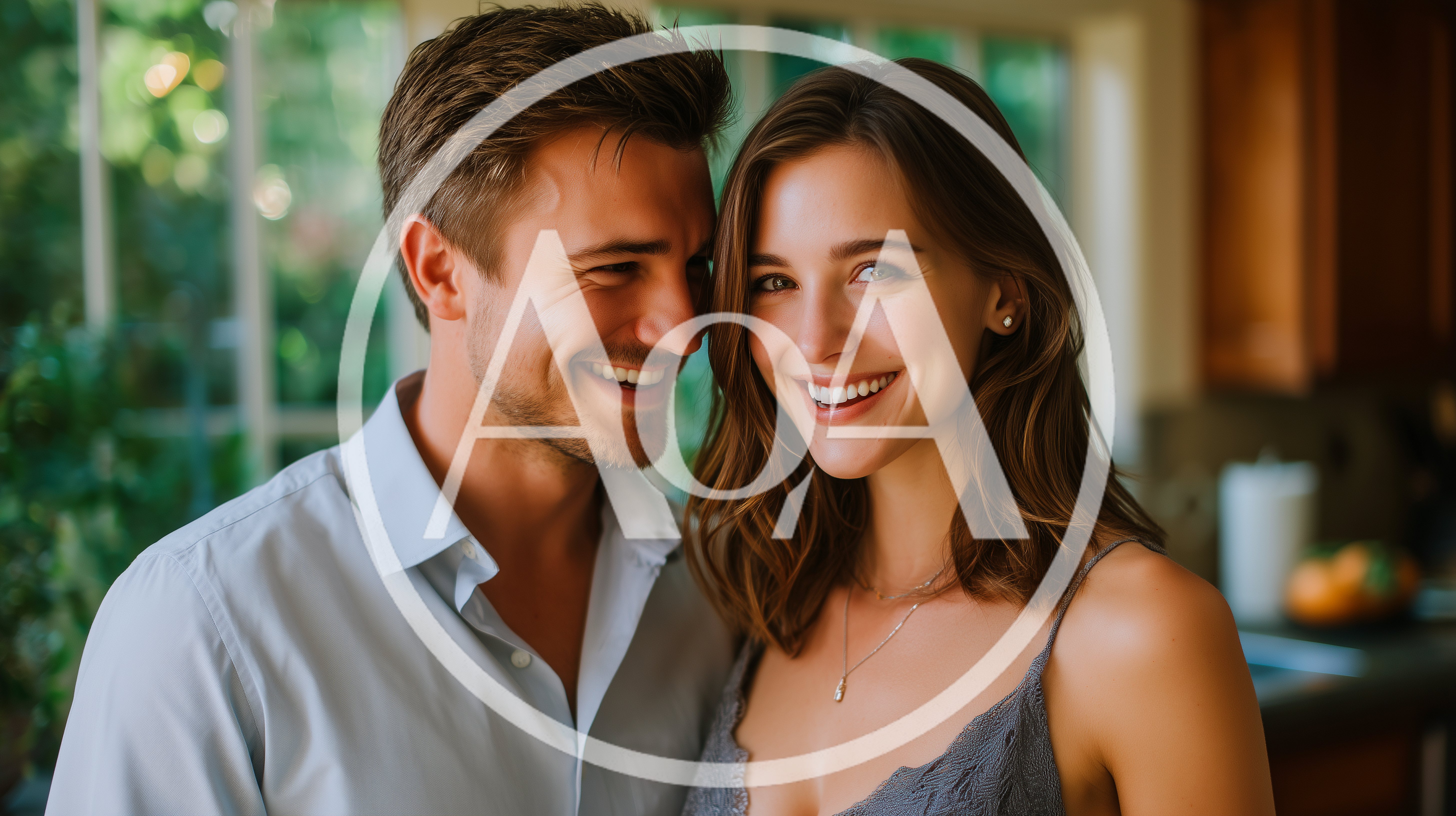 Happy Couple Smiling Together In A Bright Kitchen