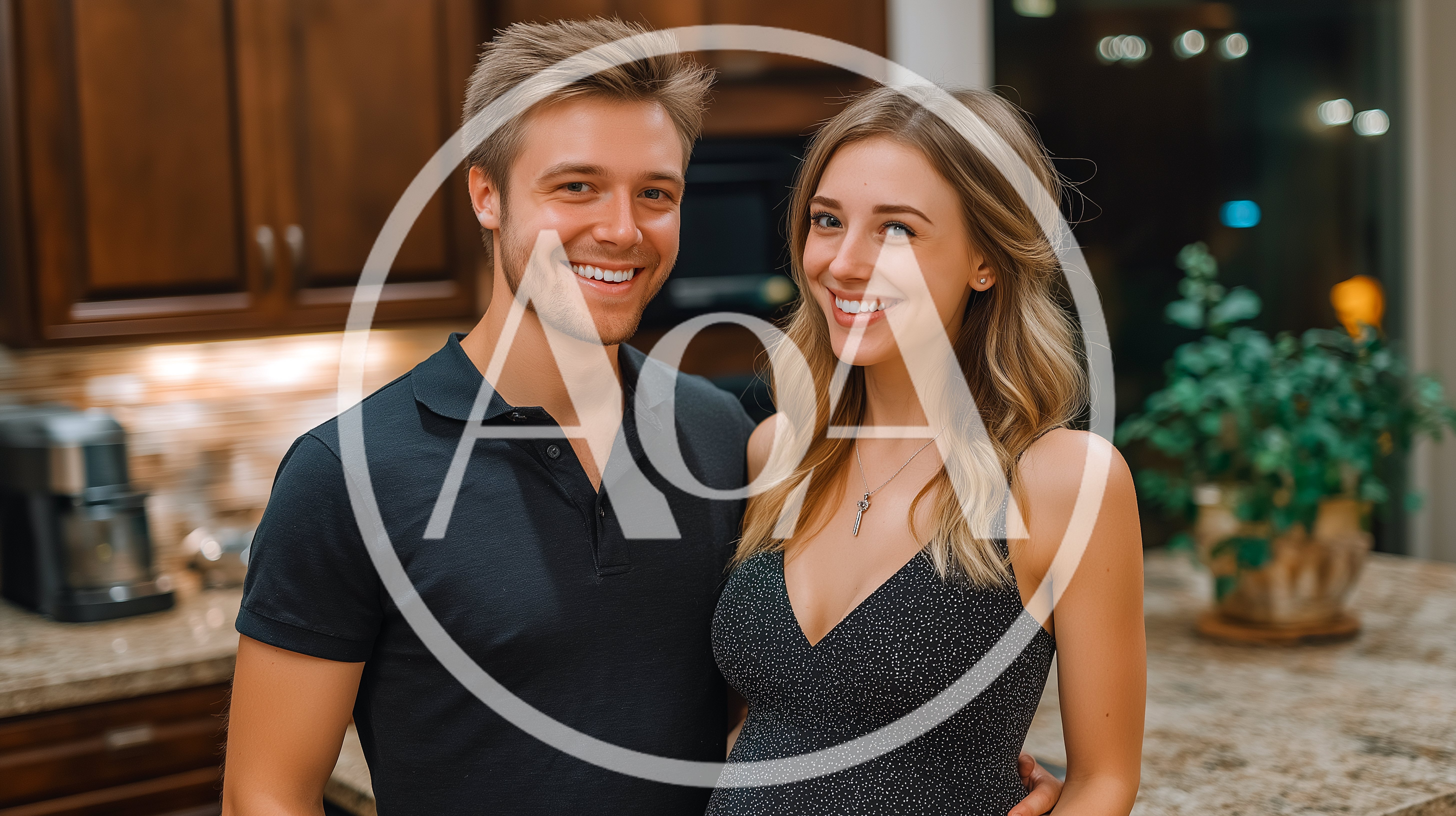 Happy Young Couple Smiling Together In Kitchen