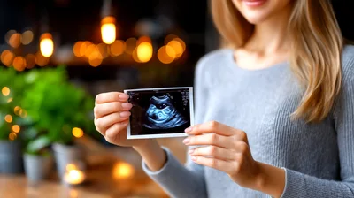 Woman Holding Ultrasound Scan Of Her Baby
