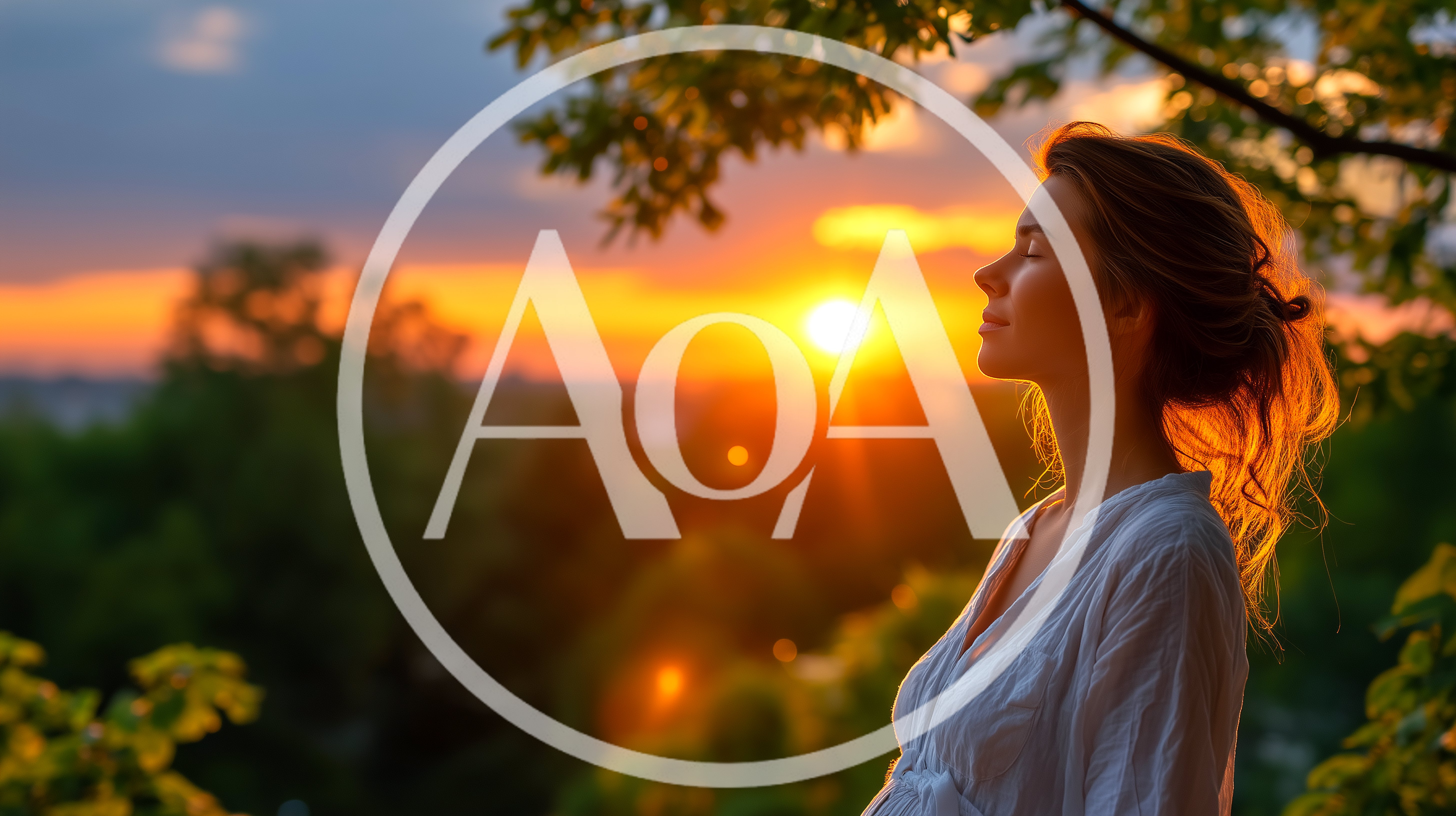 Woman Enjoying Sunset Outdoors In Nature