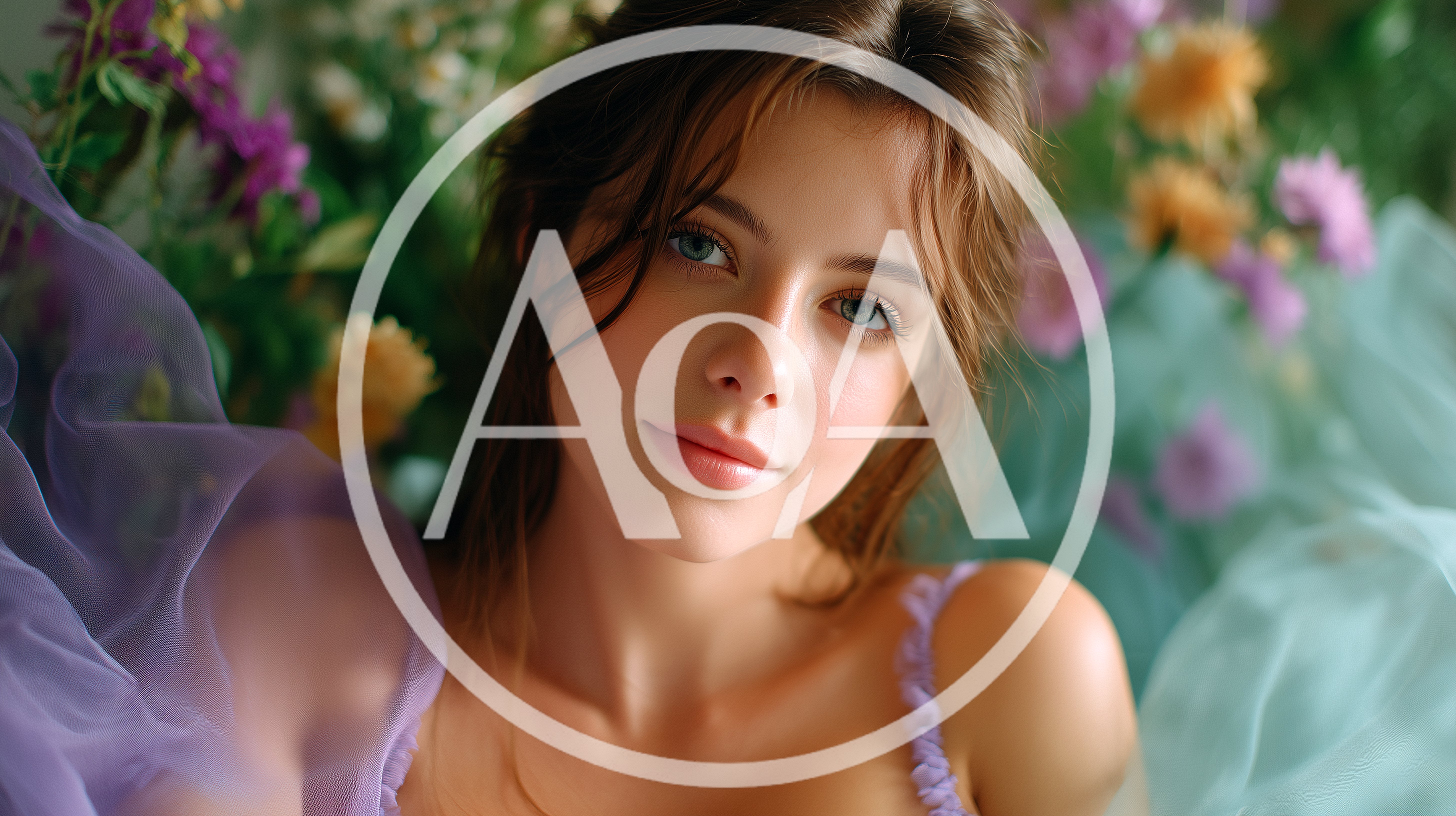 Portrait Of A Young Woman Surrounded By Flowers