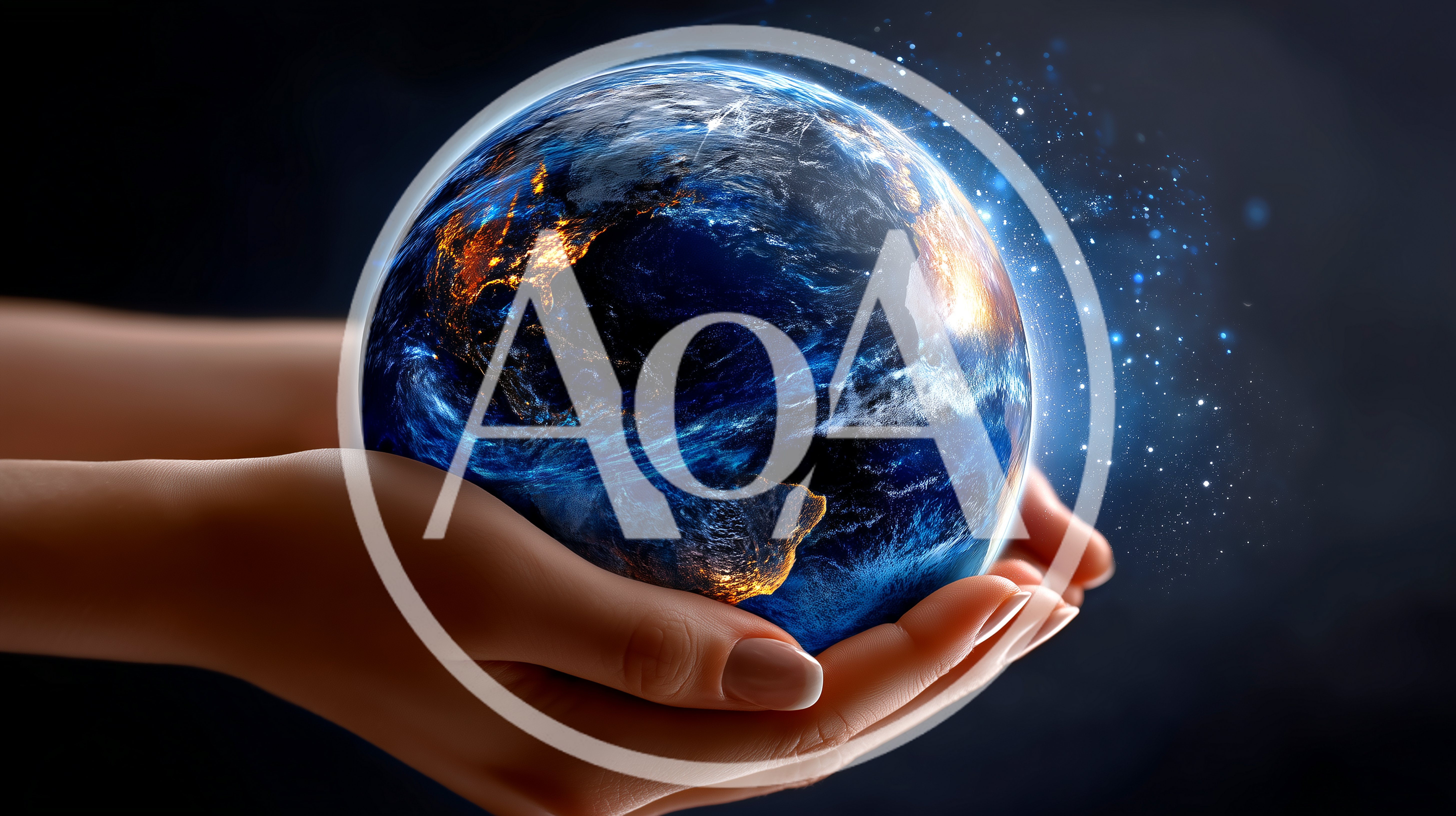 Human Hands Holding A Glowing Earth Globe