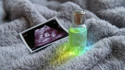 Ultrasound Scan And Bottle Of Gel On Soft Blanket
