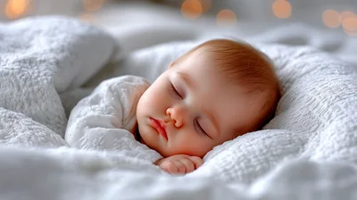 Peaceful Sleeping Baby Resting On Soft White Bedding