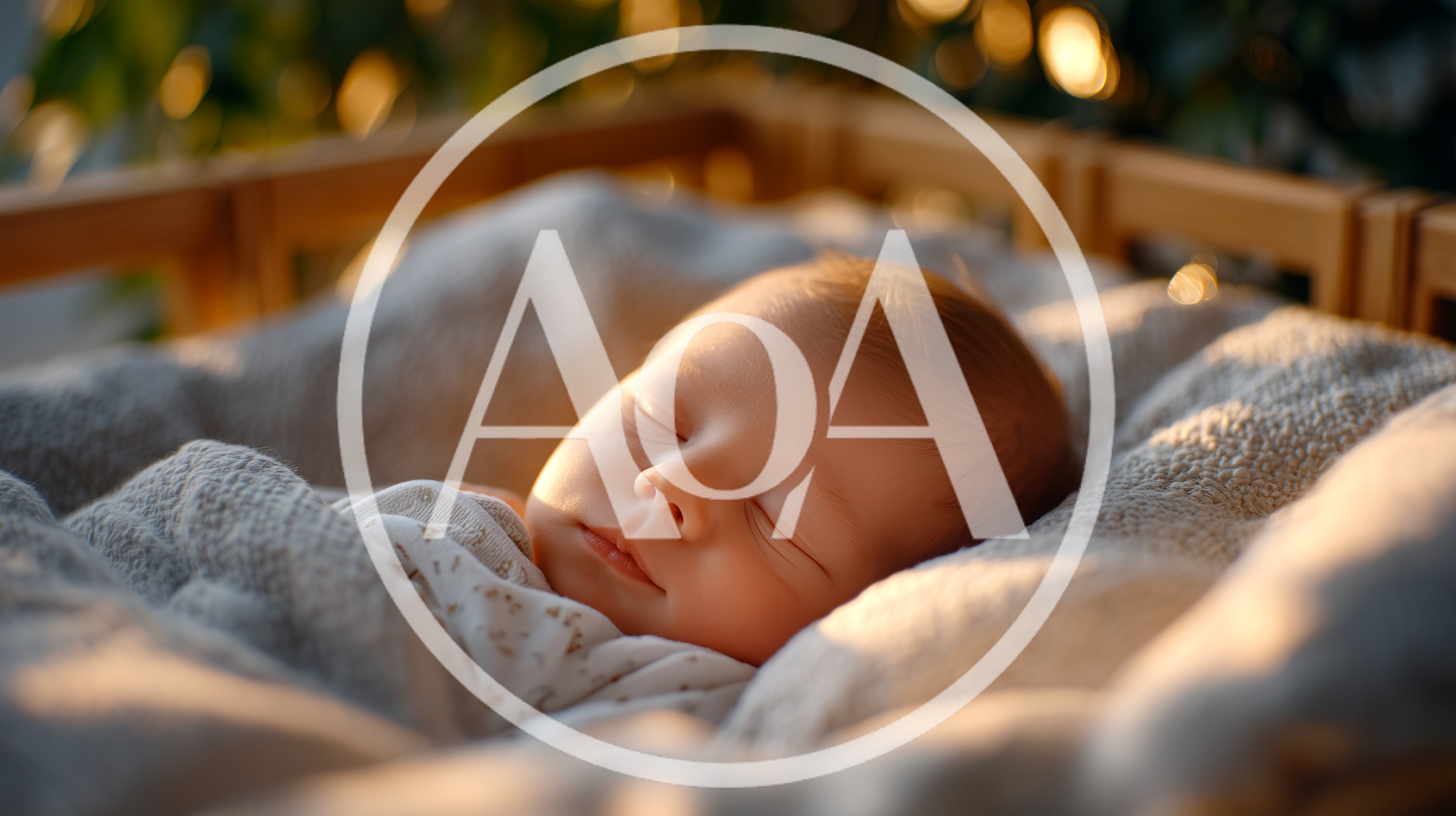 Newborn Baby Sleeping Peacefully In A Wooden Crib