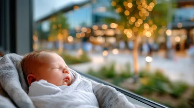 Newborn Baby Sleeping Wrapped In A Swaddle Blanket