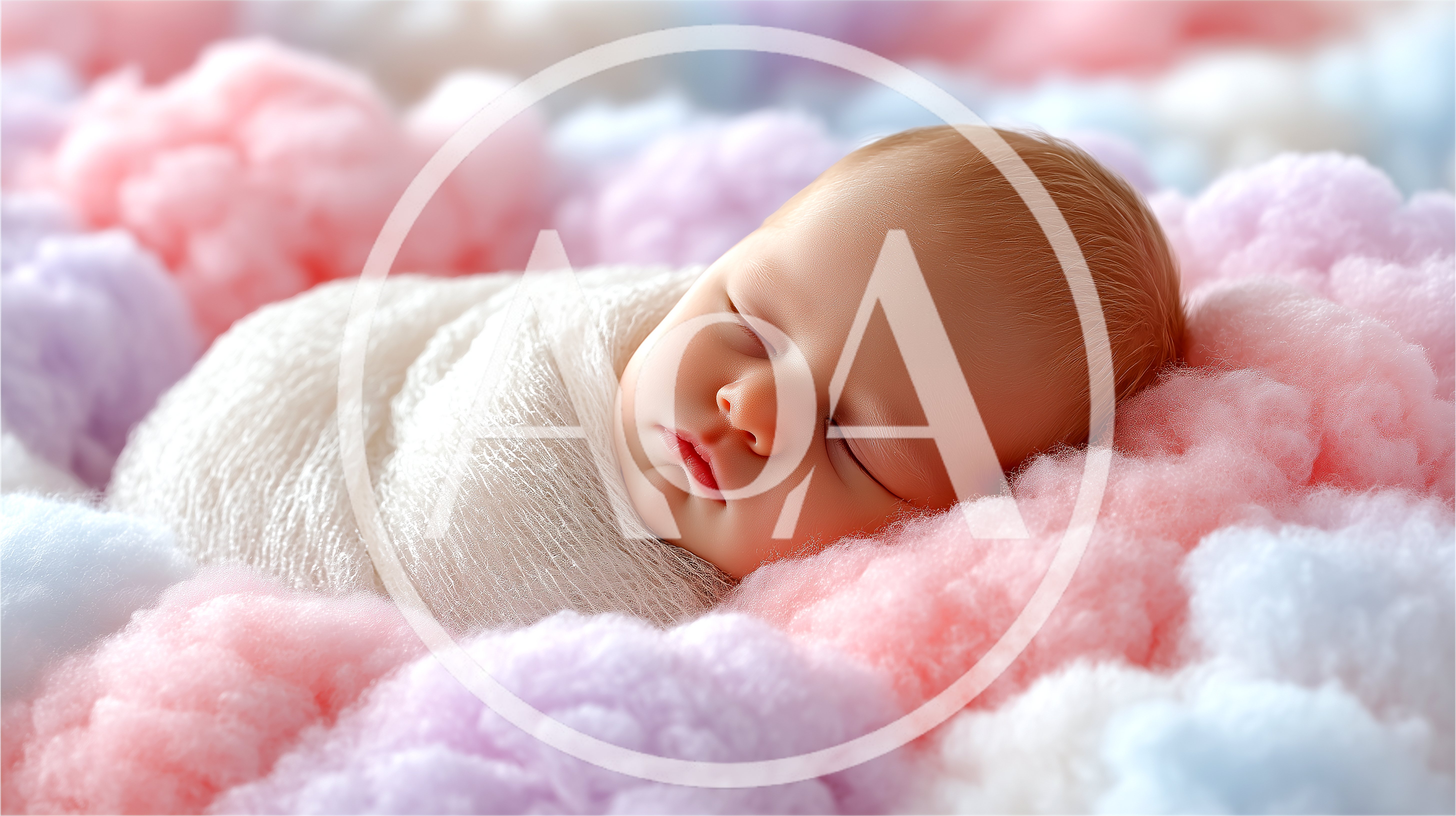 Newborn Baby Sleeping Wrapped In White Blanket