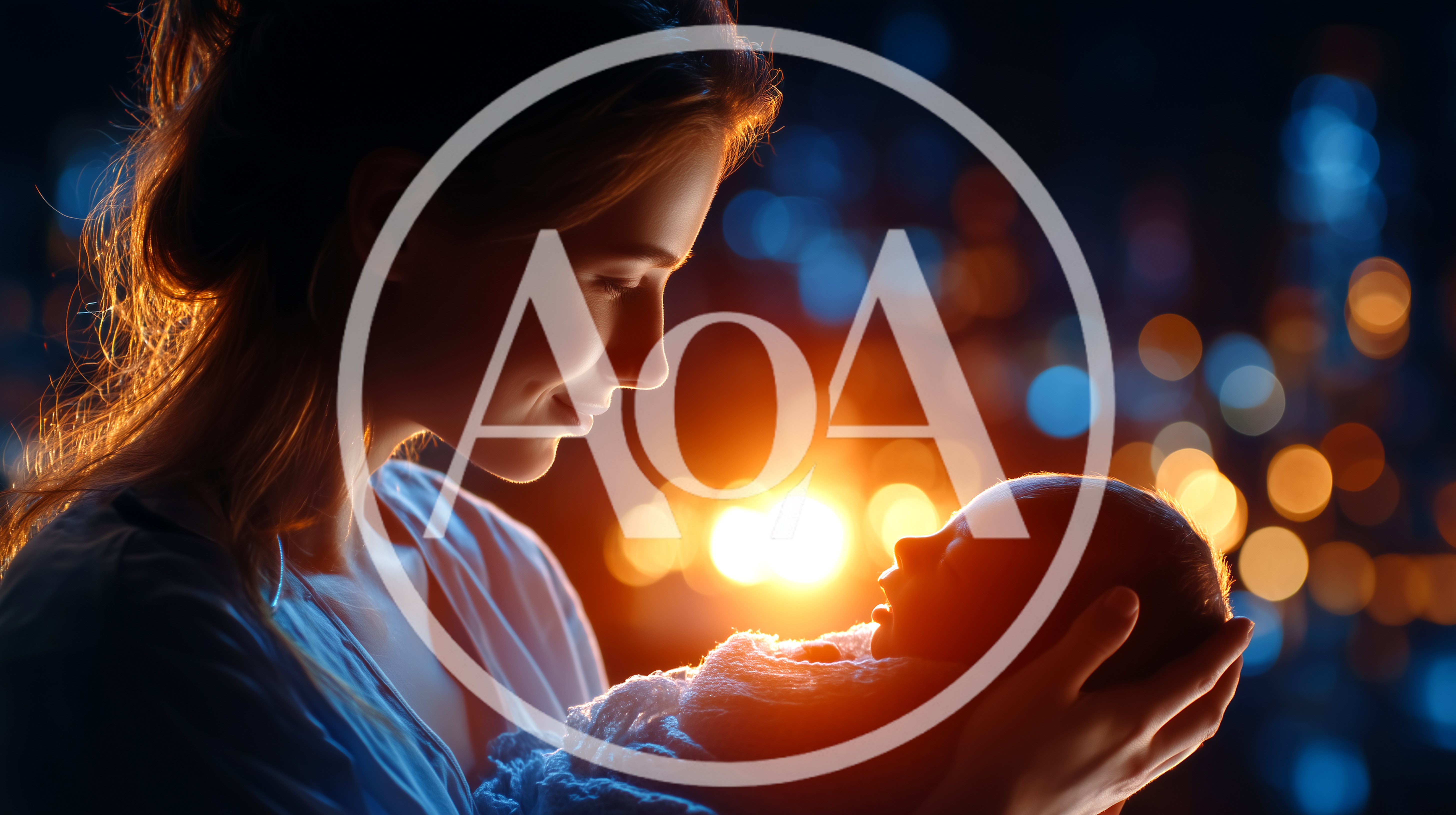 Mother Holding Her Newborn Baby At Night