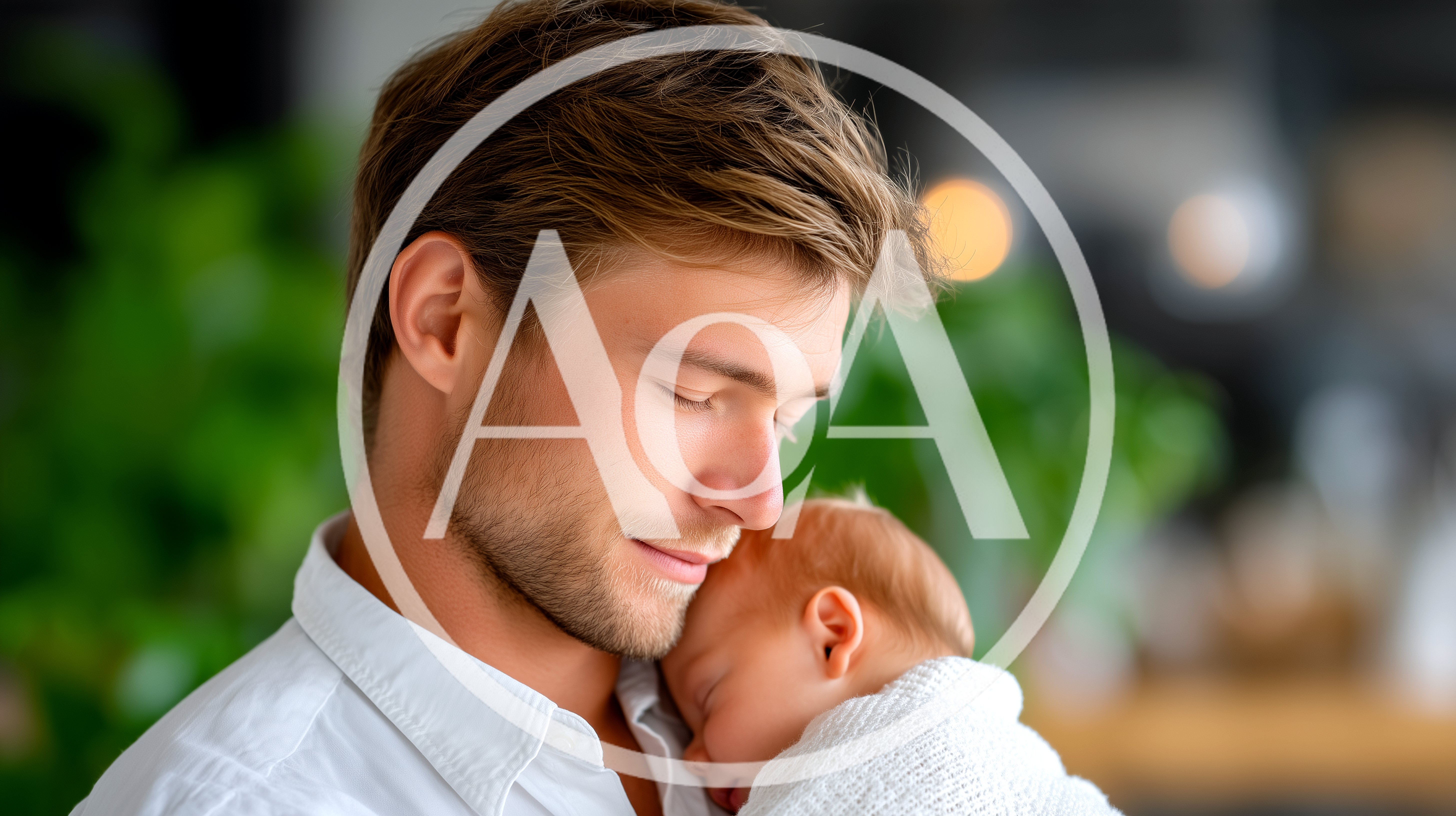Young Father Holding His Sleeping Newborn Baby