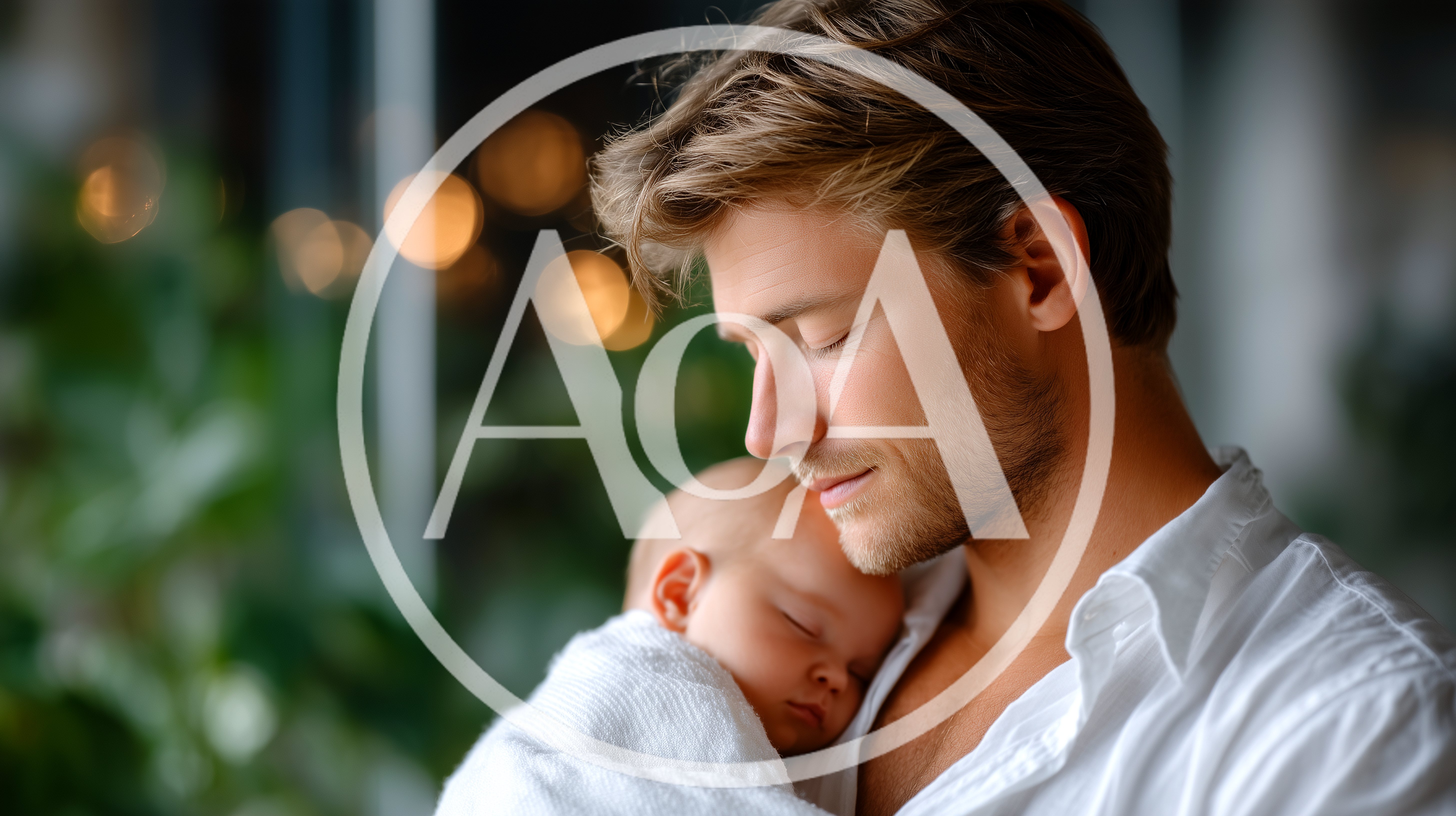 Young Father Holding His Sleeping Newborn Baby