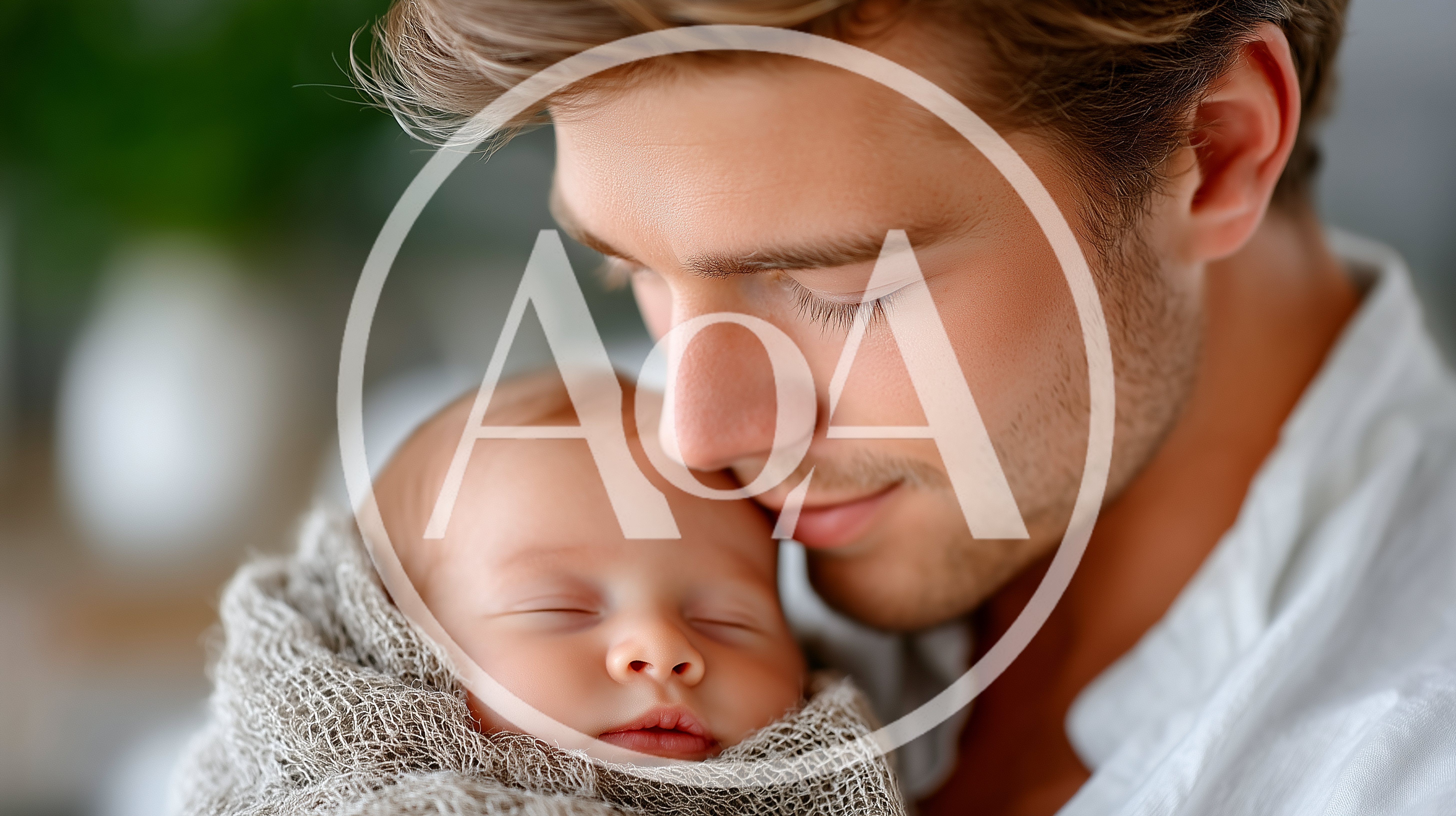 Young Father Holding His Sleeping Newborn Baby