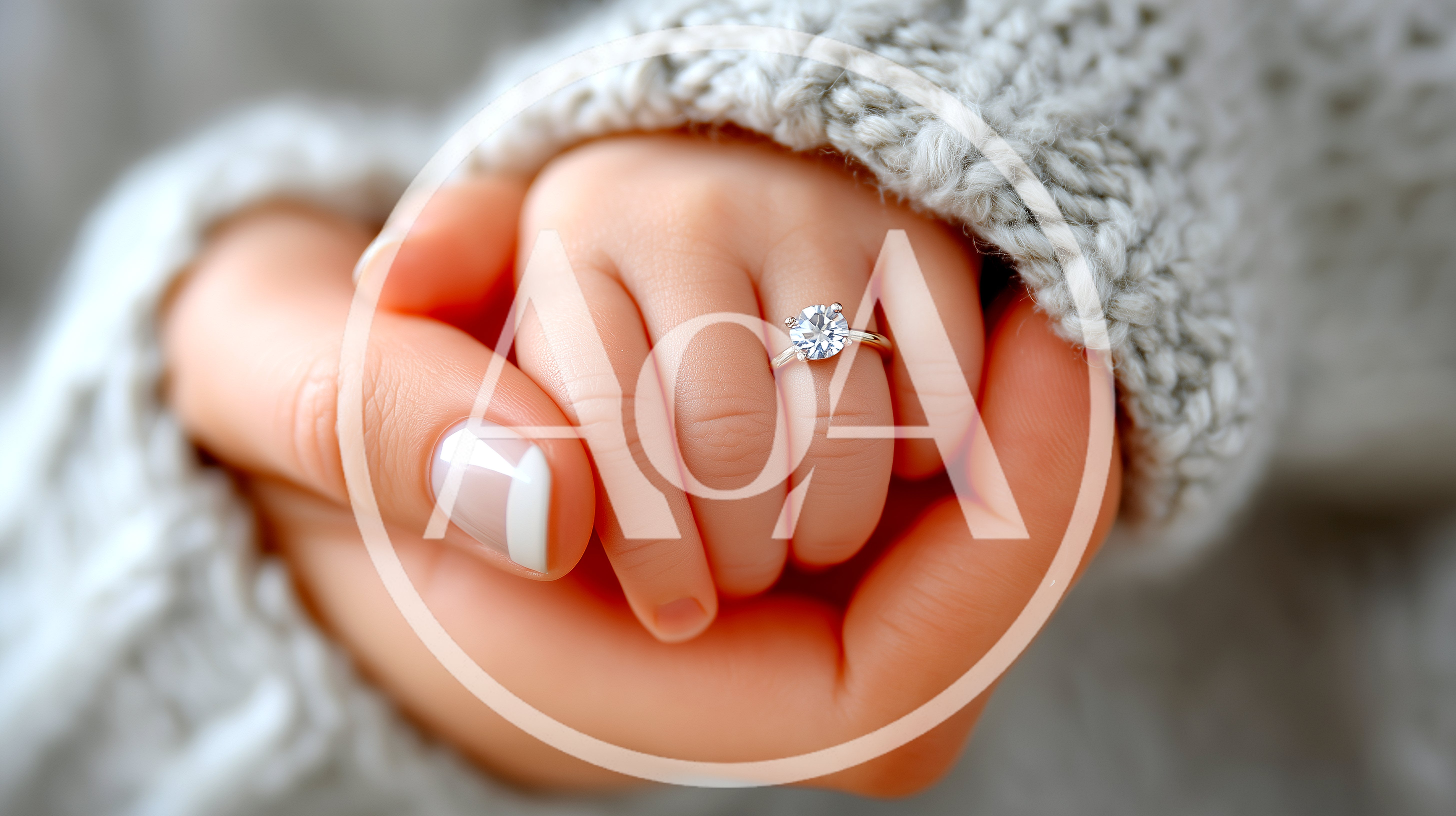Adult Holding A Baby Hand With A Diamond Ring