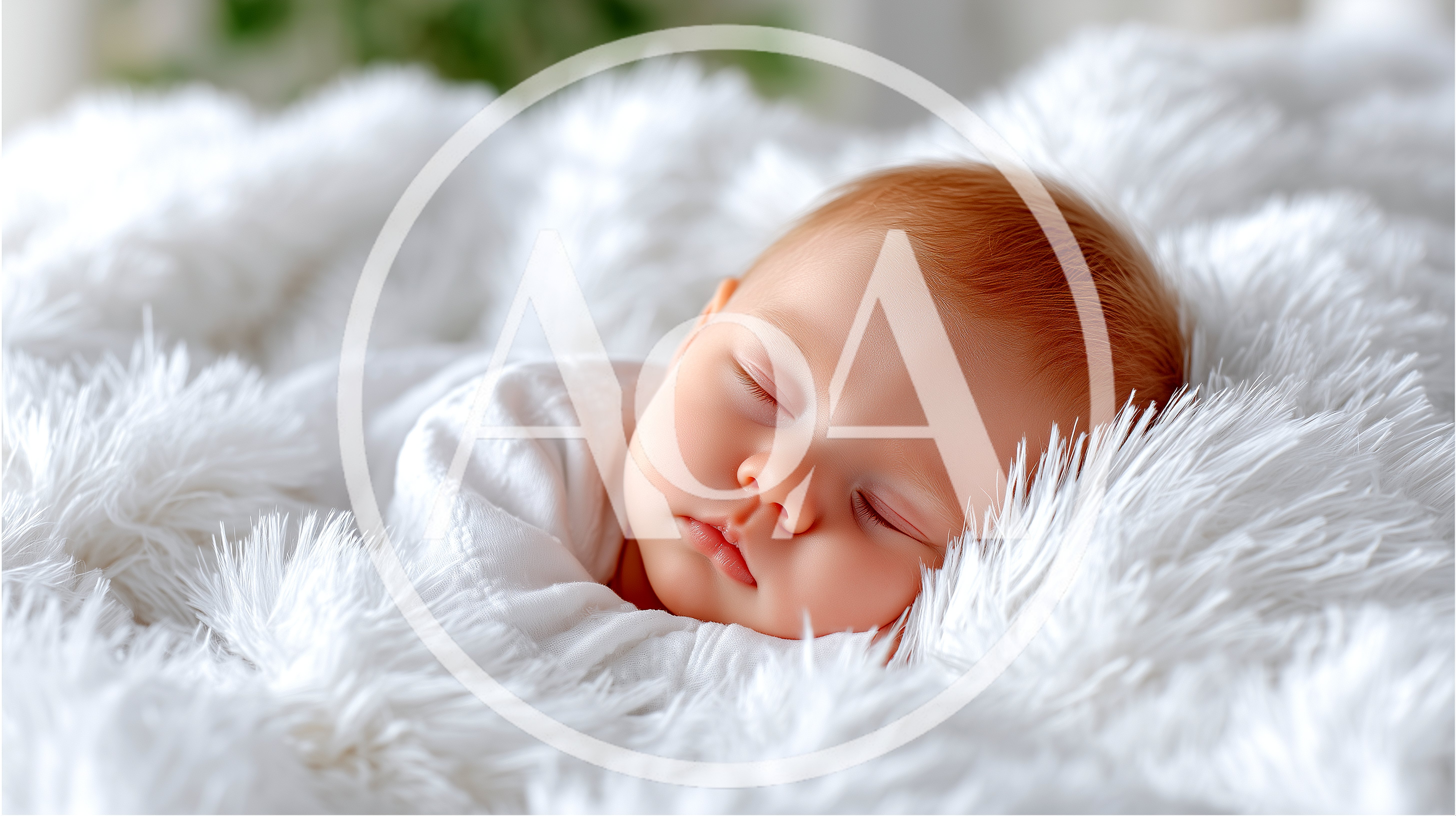Sleeping Newborn Baby Resting On Soft White Fur