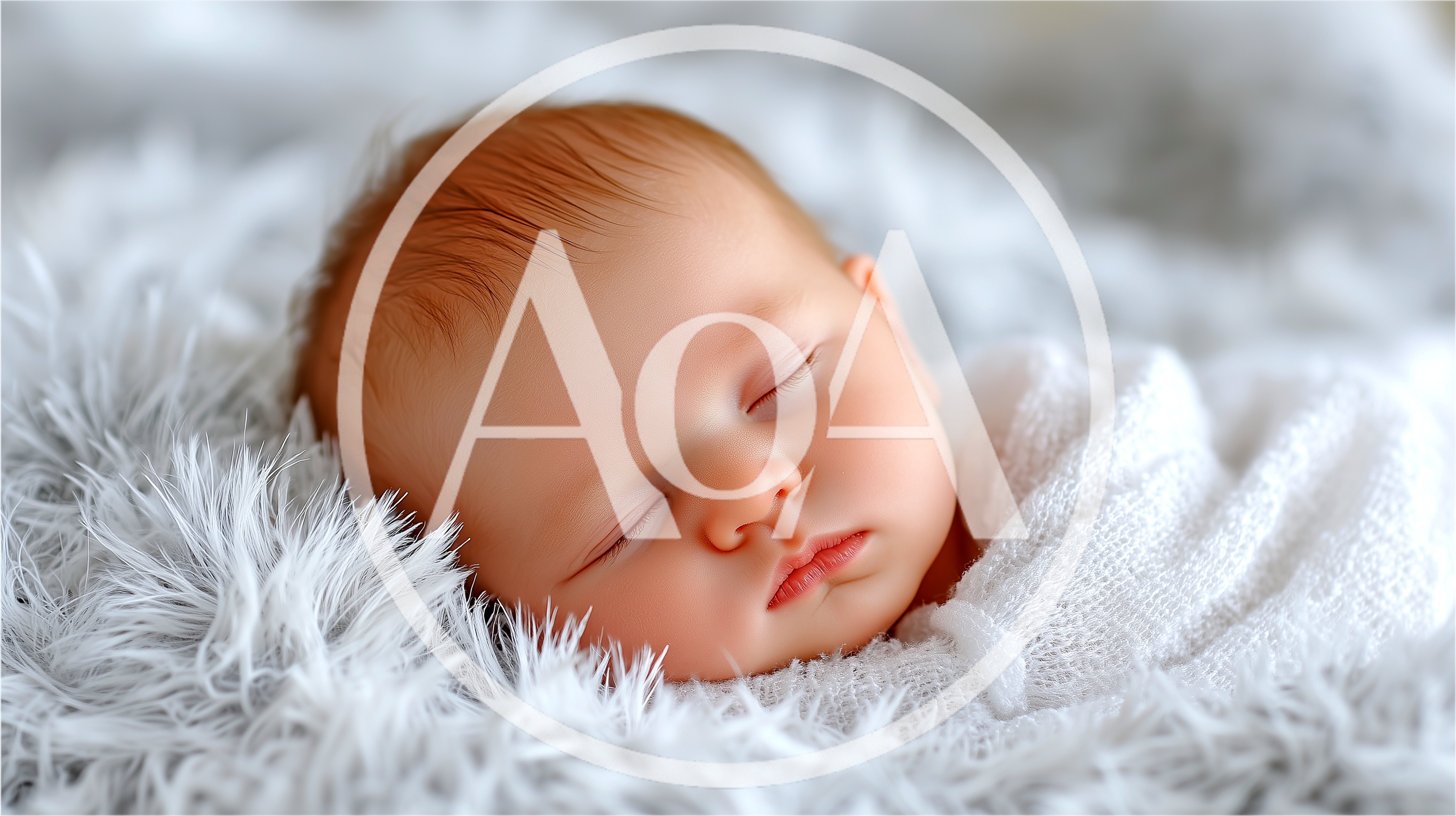 Newborn Baby Sleeping Peacefully On Soft White Fur