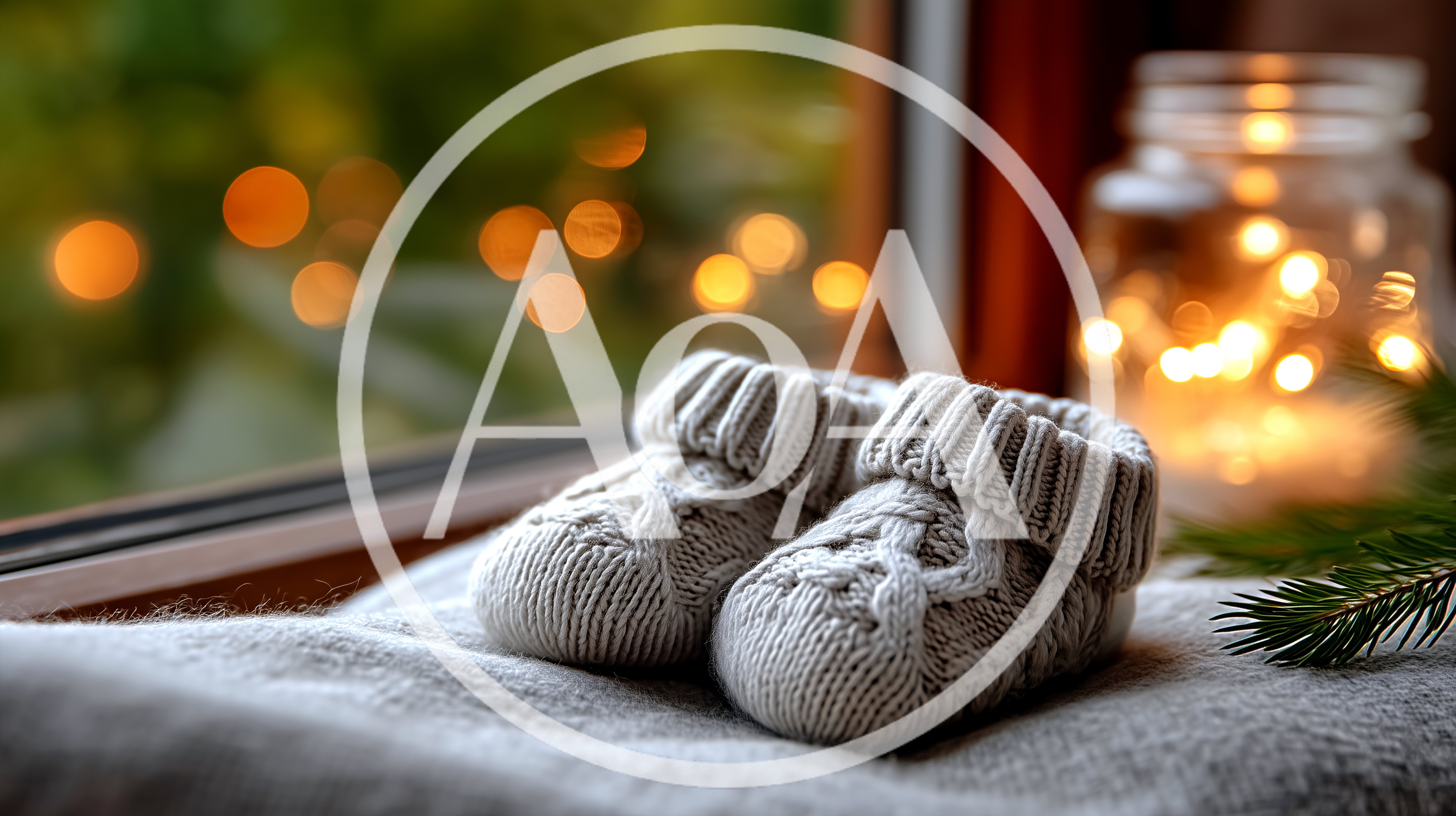Knitted Baby Booties On A Soft Blanket