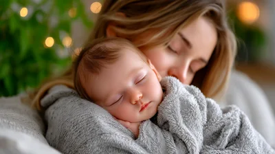 Mother Holding Her Sleeping Newborn Baby