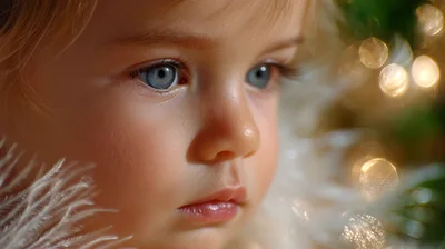 Close Up Portrait Of A Toddler With Blue Eyes