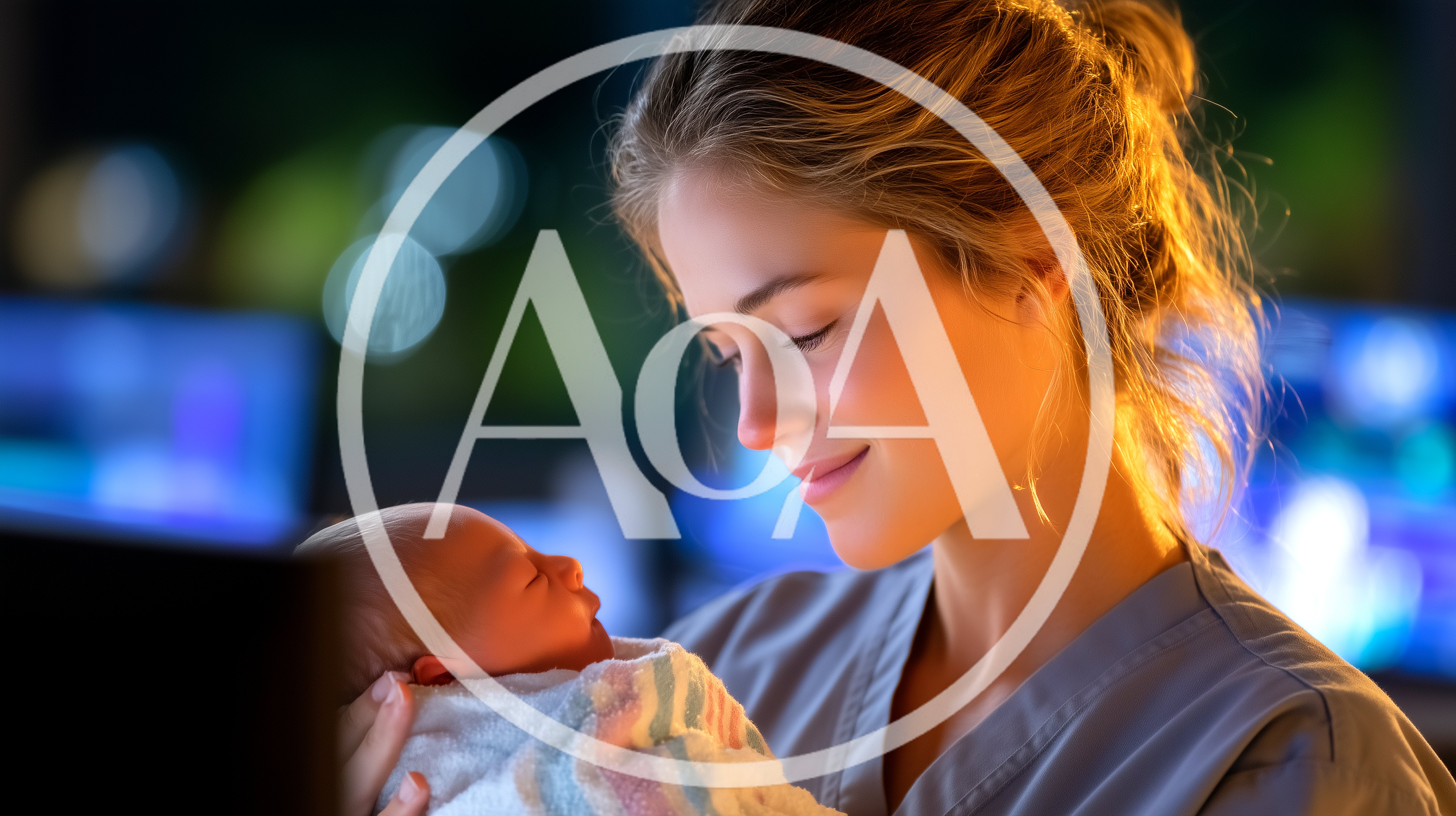 Nurse Holding A Newborn Baby In A Hospital Nursery