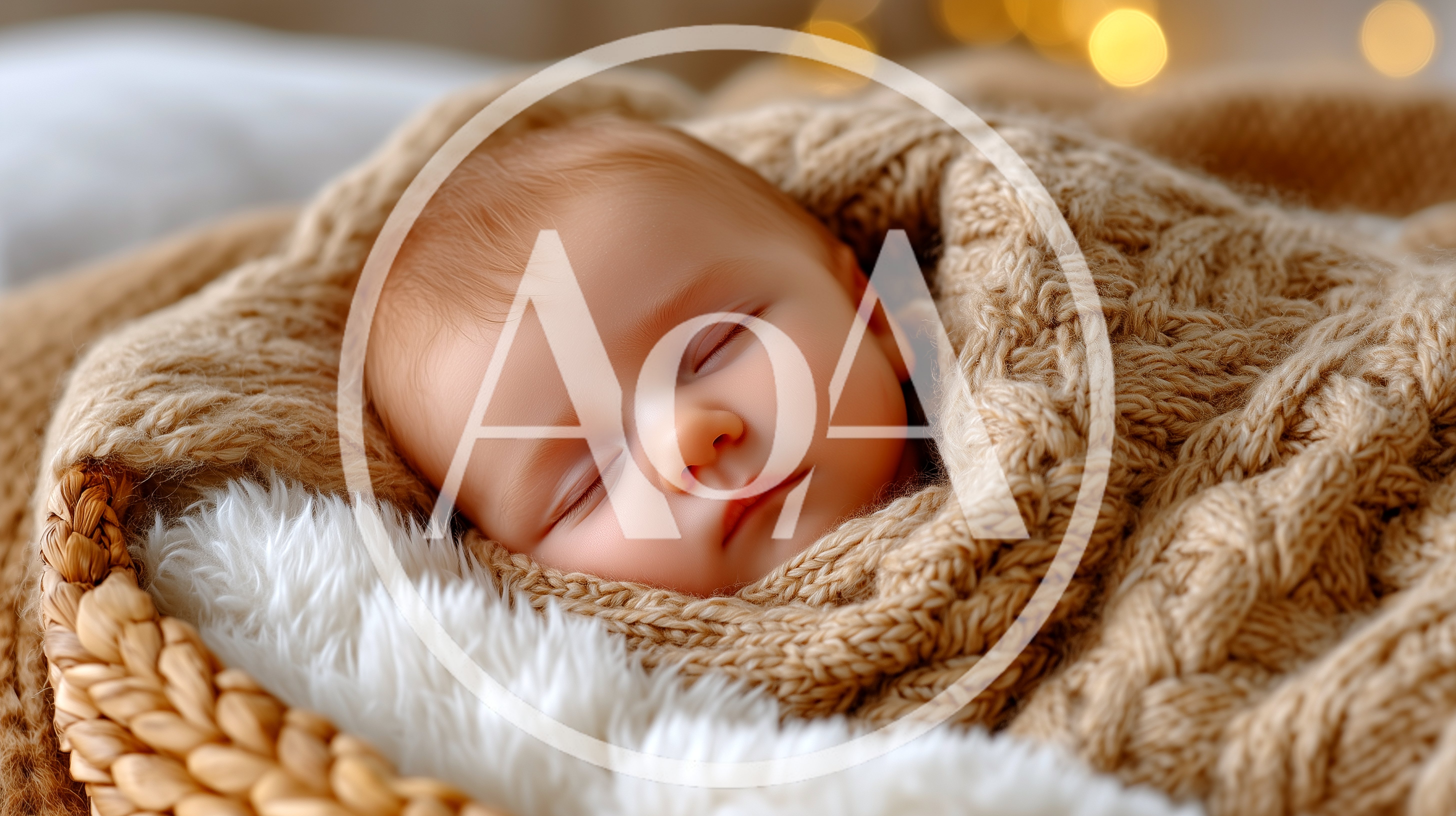 Newborn Baby Sleeping Wrapped In A Knitted Blanket