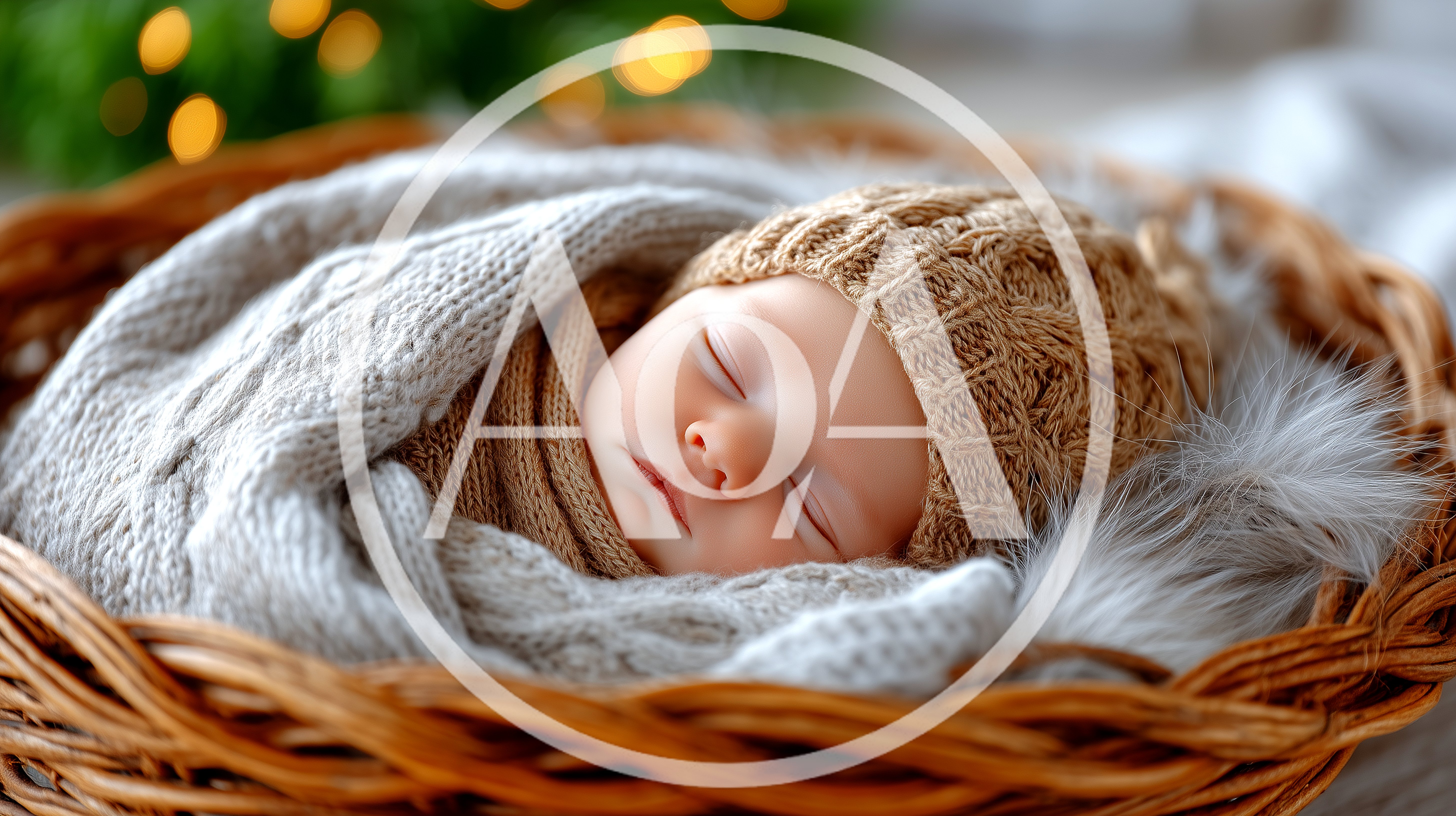 Newborn Baby Sleeping In A Woven Basket