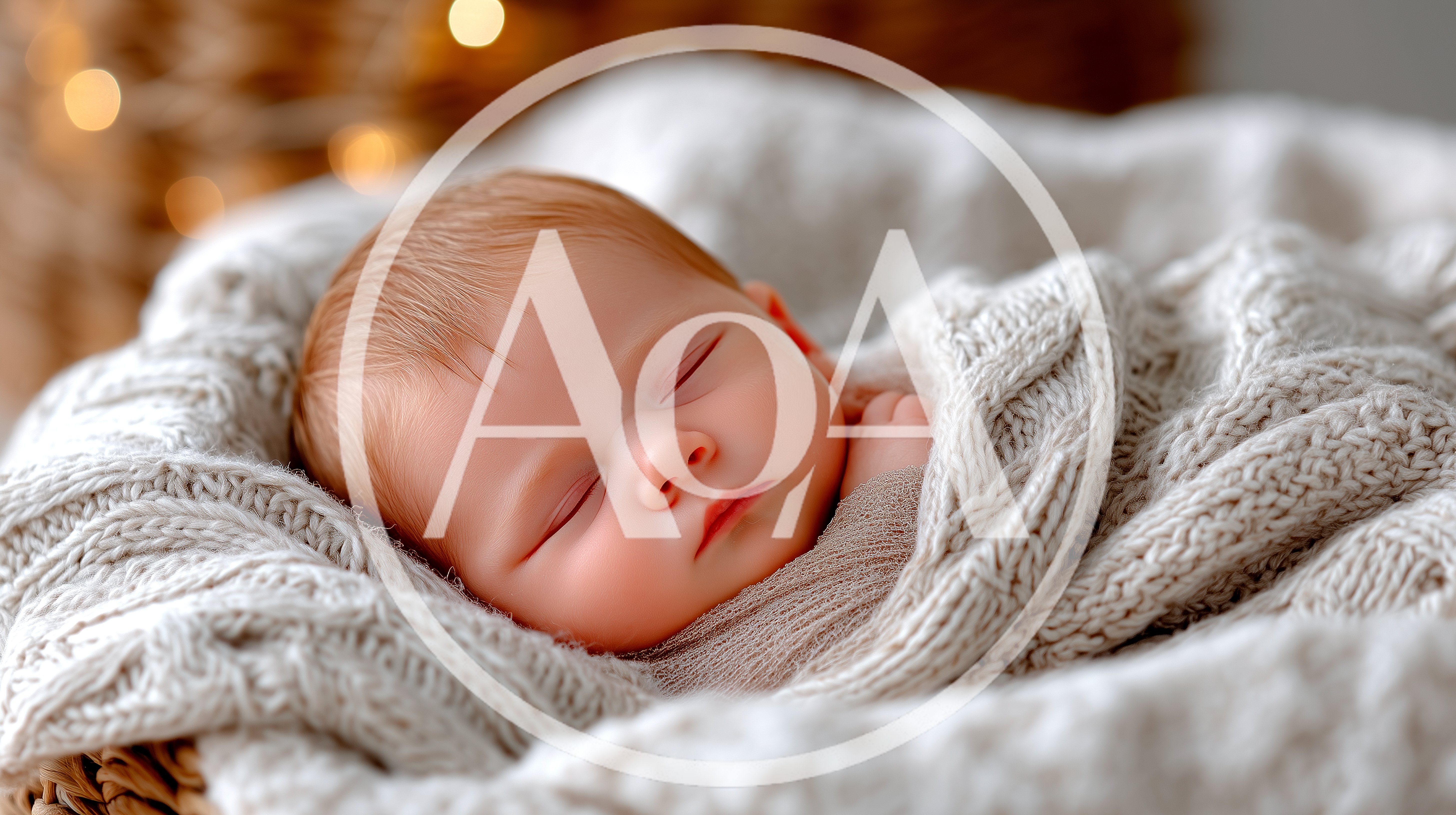 Newborn Baby Sleeping Peacefully In A Knitted Blanket