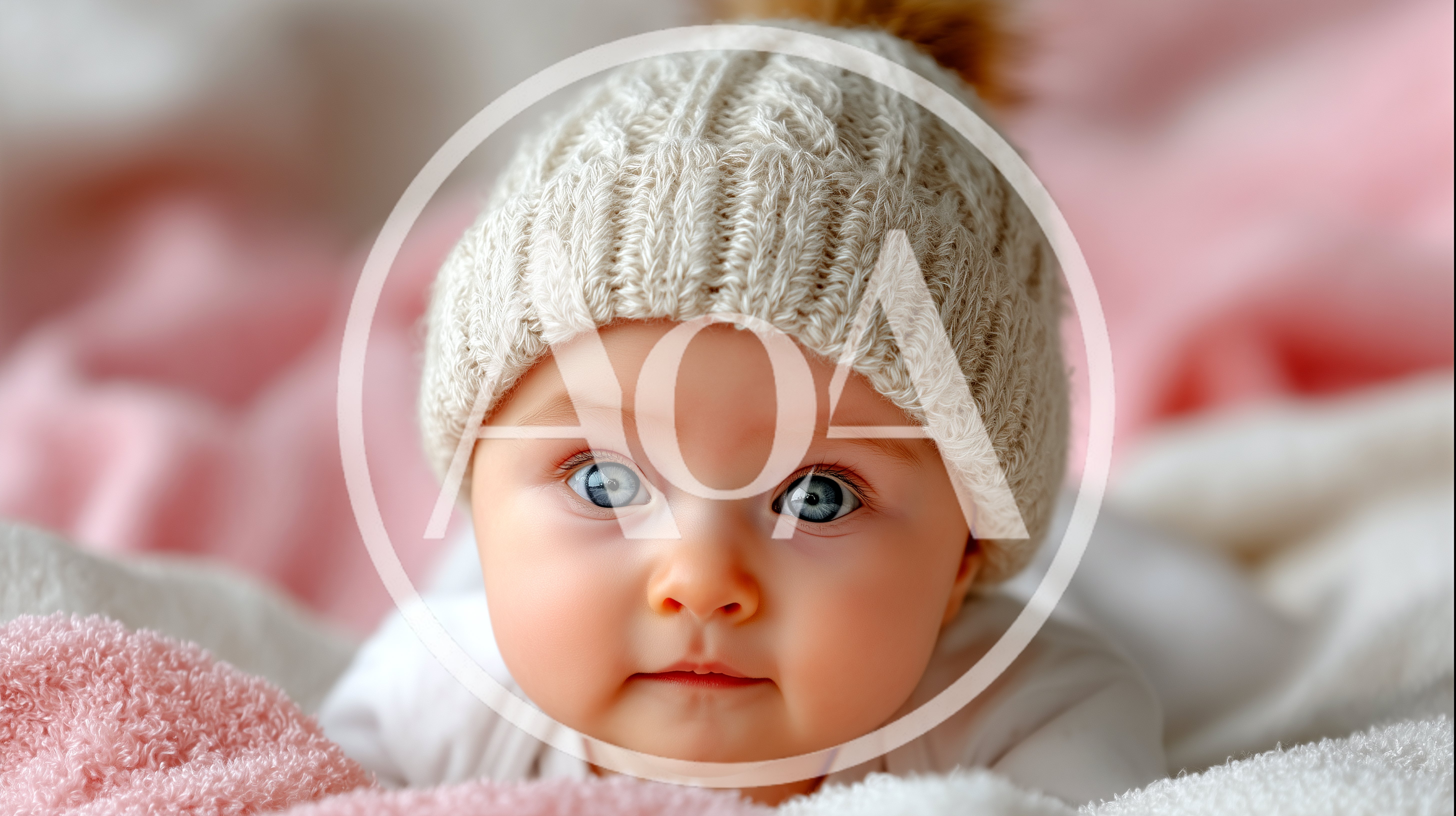 Adorable Baby Wearing A Knitted Beanie Hat
