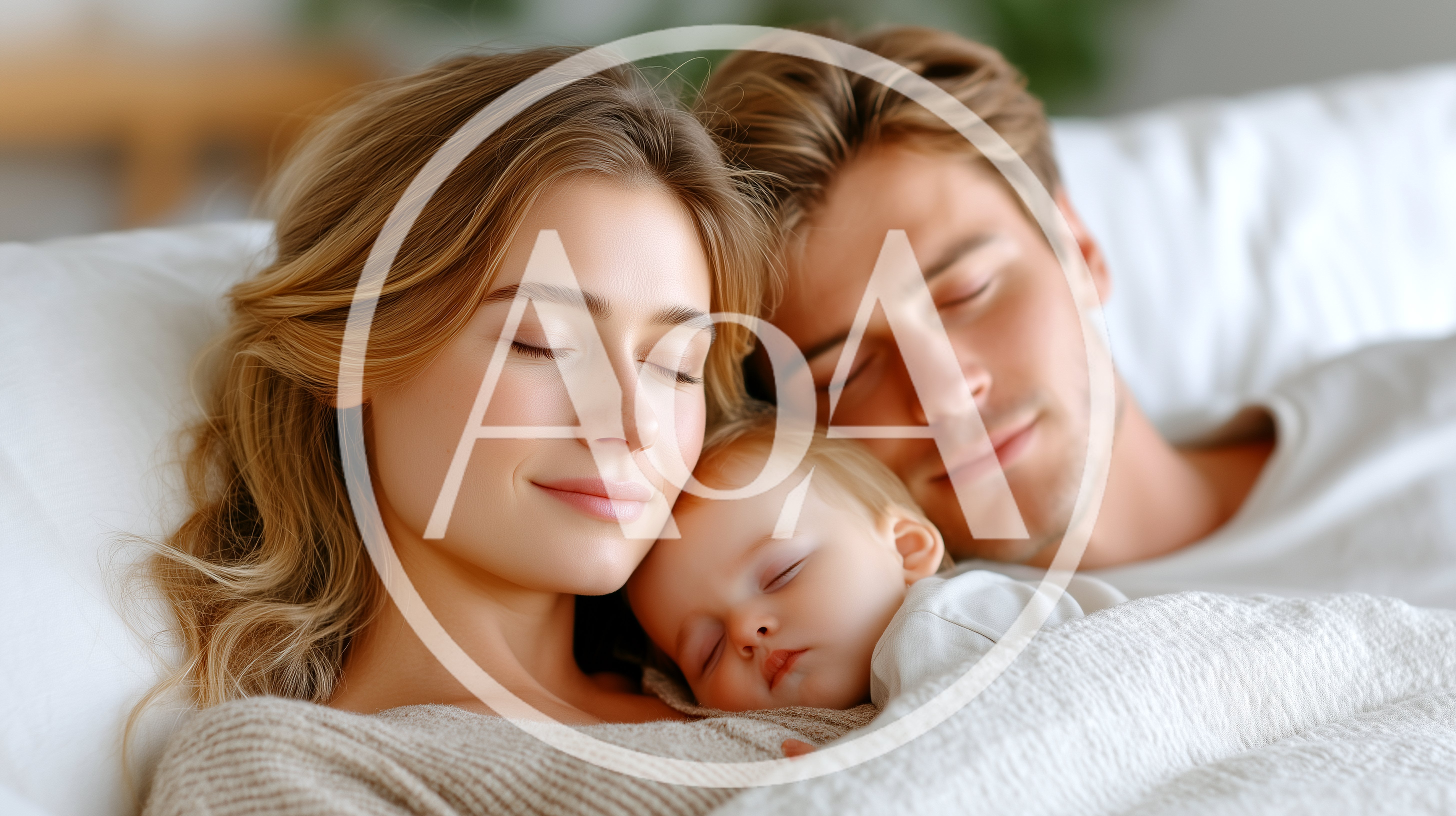 Young Family Sleeping Peacefully Together In Bed