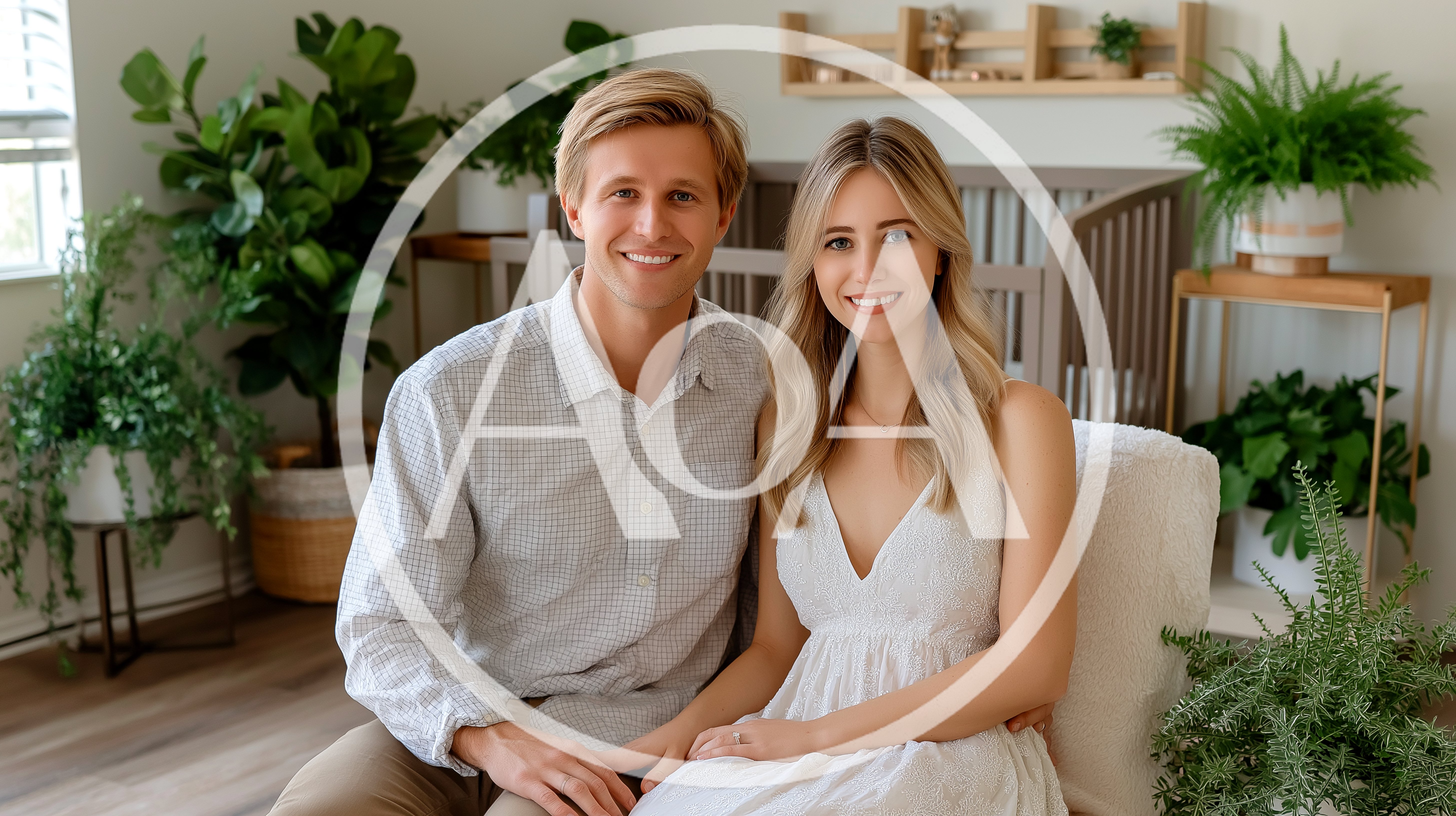 Young Couple Posing Together In A Nursery