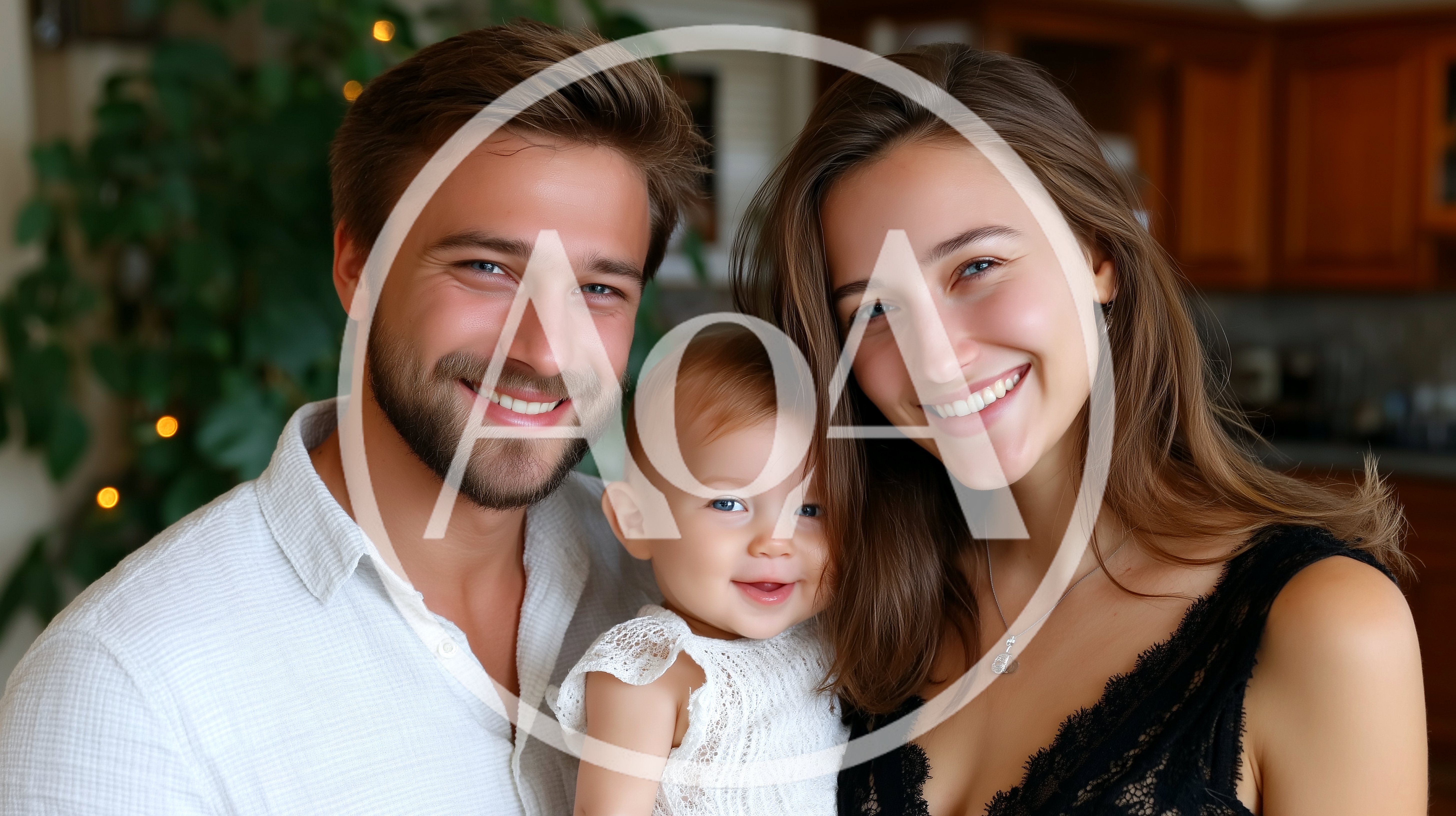 Happy Young Family Portrait With Baby Daughter