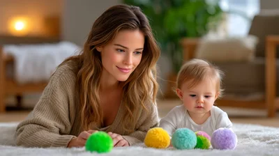 Mother Playing With Baby On A Soft Rug