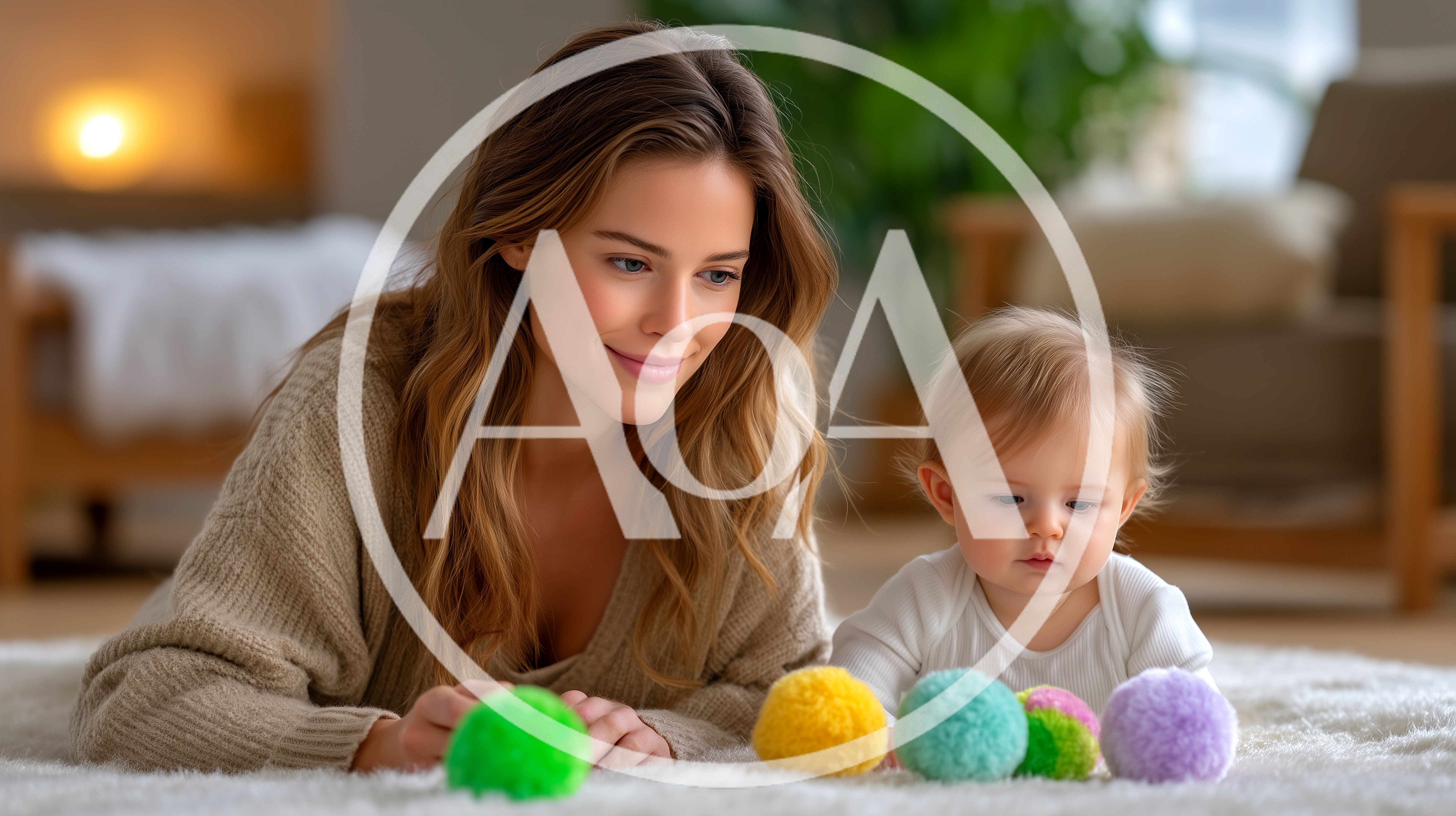 Mother Playing With Baby On A Soft Rug