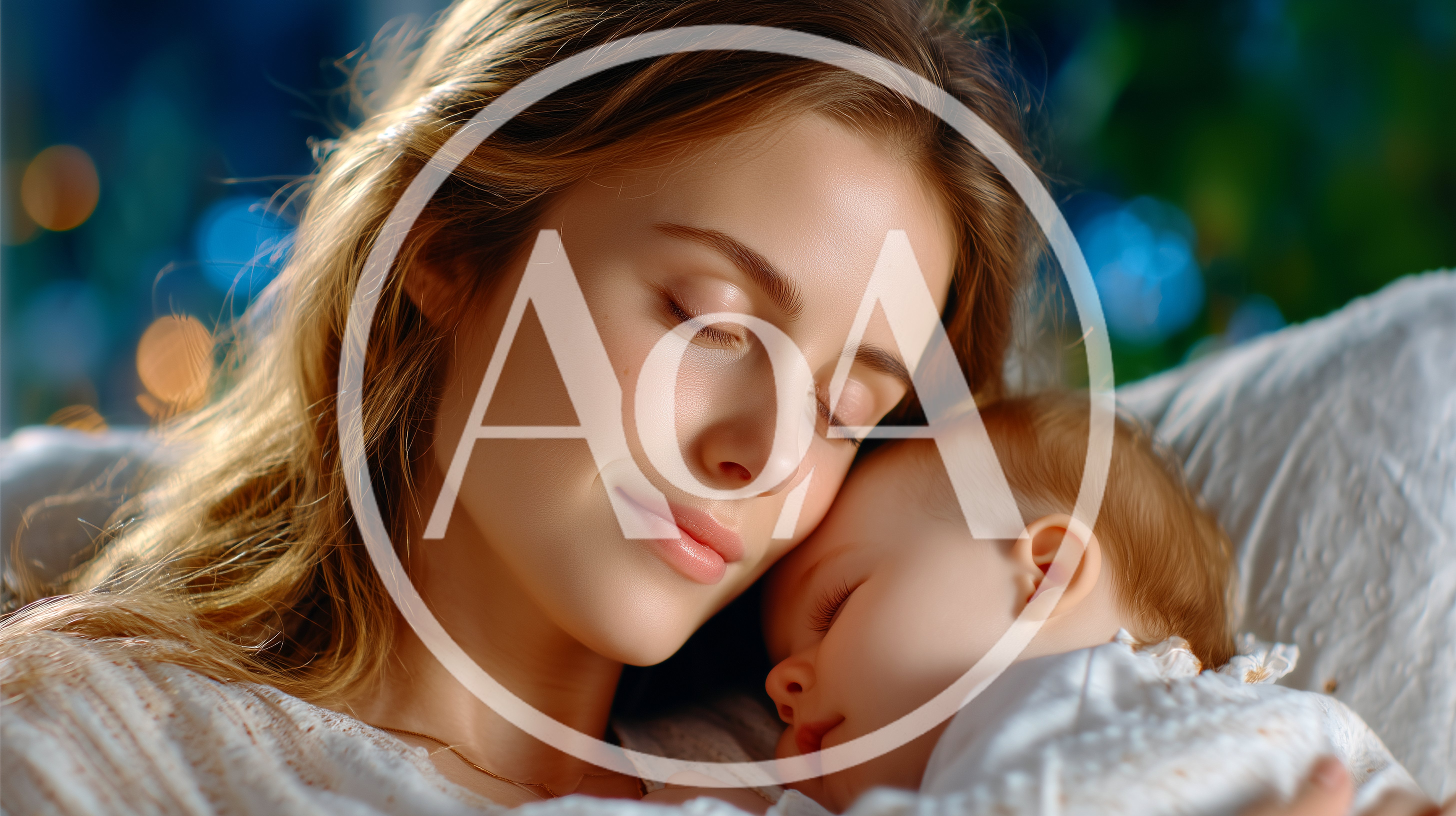 Mother Cuddling Her Sleeping Baby In Bed