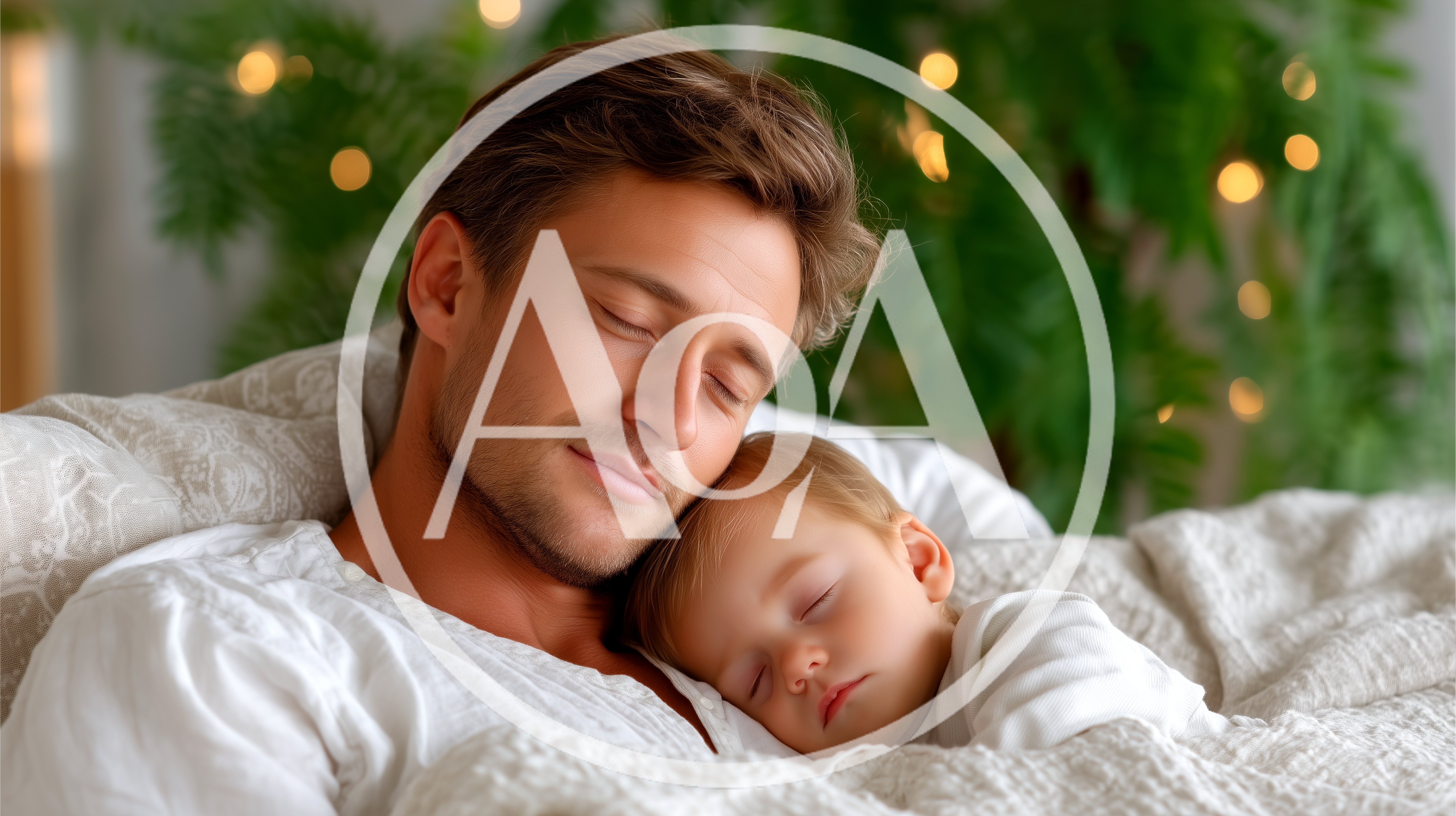 Father And Baby Sleeping Together In Bed