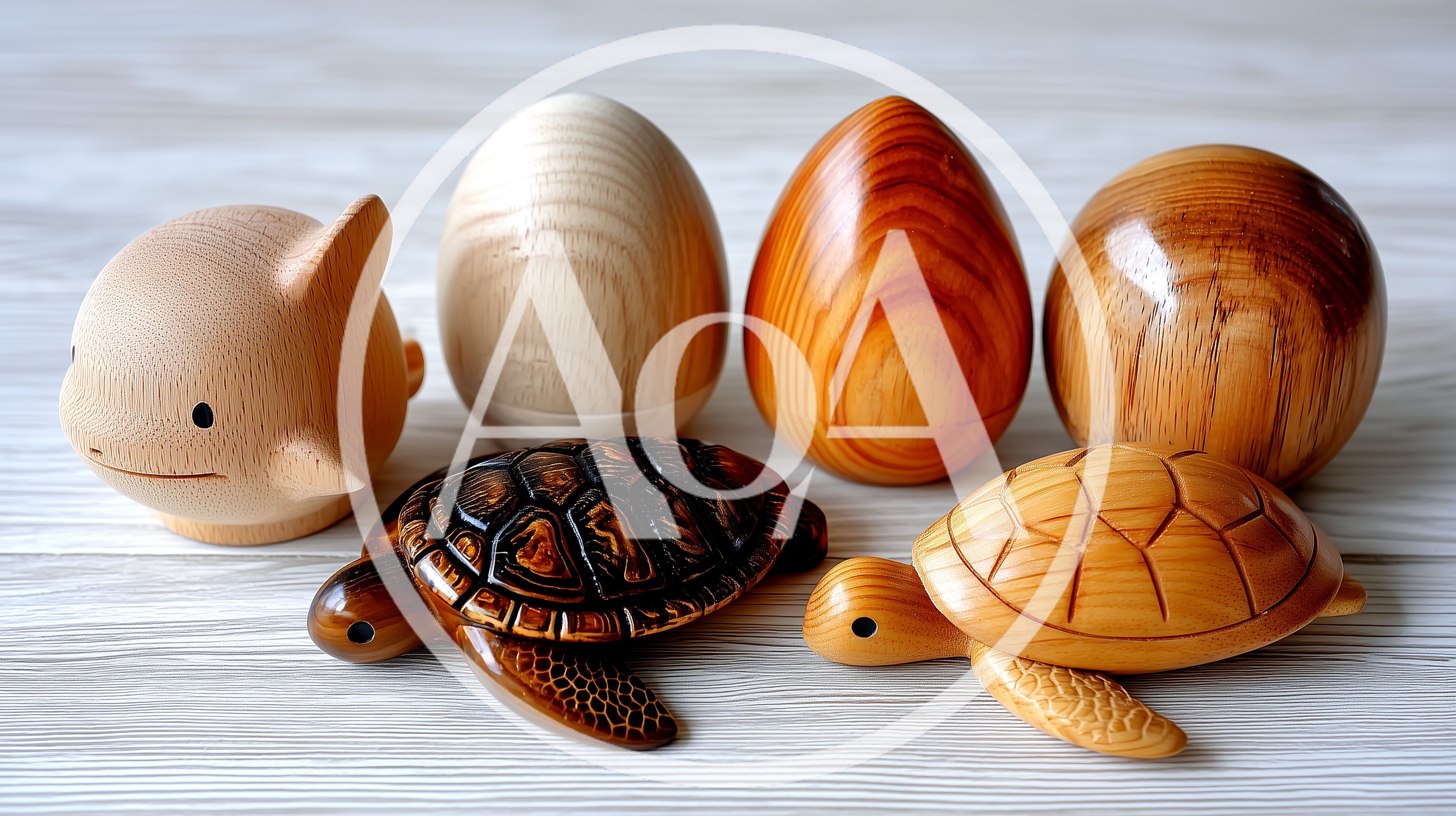 Handcrafted Wooden Animal Figurines and Decorative Eggs