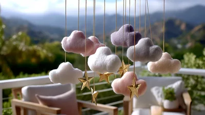 Baby Crib Mobile With Clouds And Stars