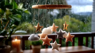 Baby Crib Mobile With Stars And Clouds