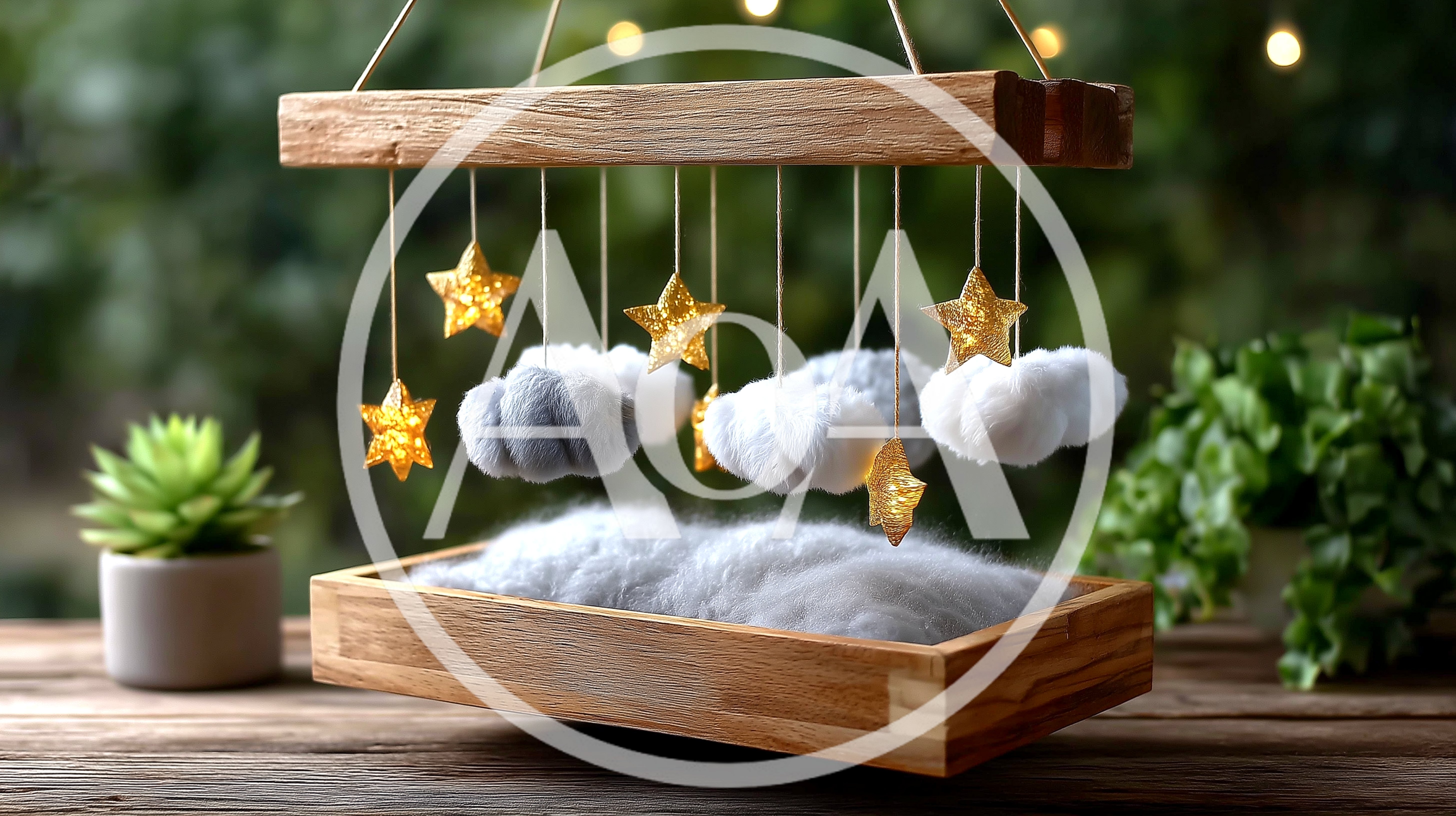 Wooden Baby Mobile With Clouds And Stars