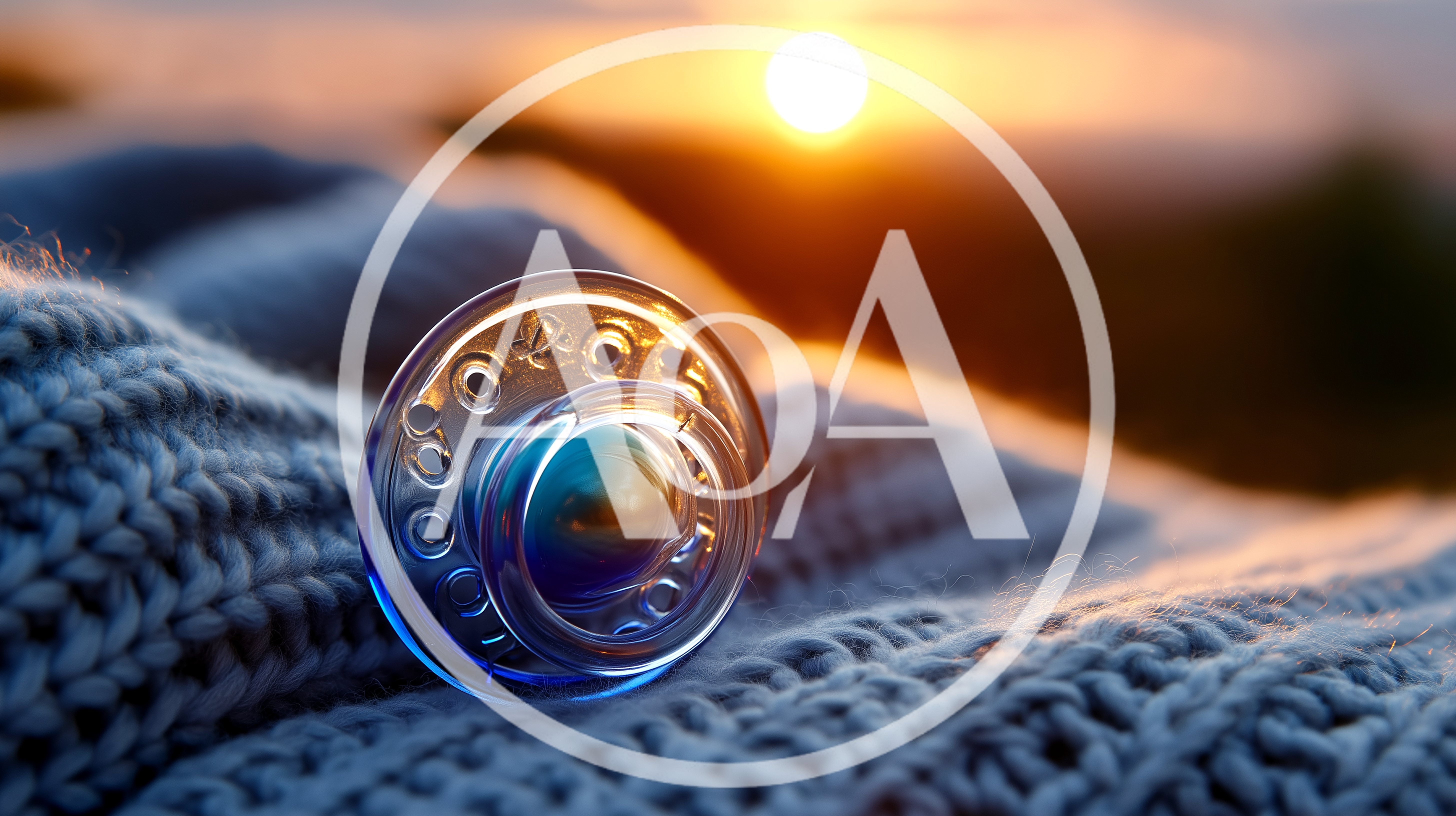 Baby Pacifier Resting On A Knitted Blanket At Sunset