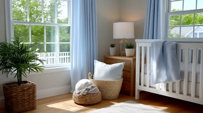 Cozy Nursery Interior With Crib And Natural Decor