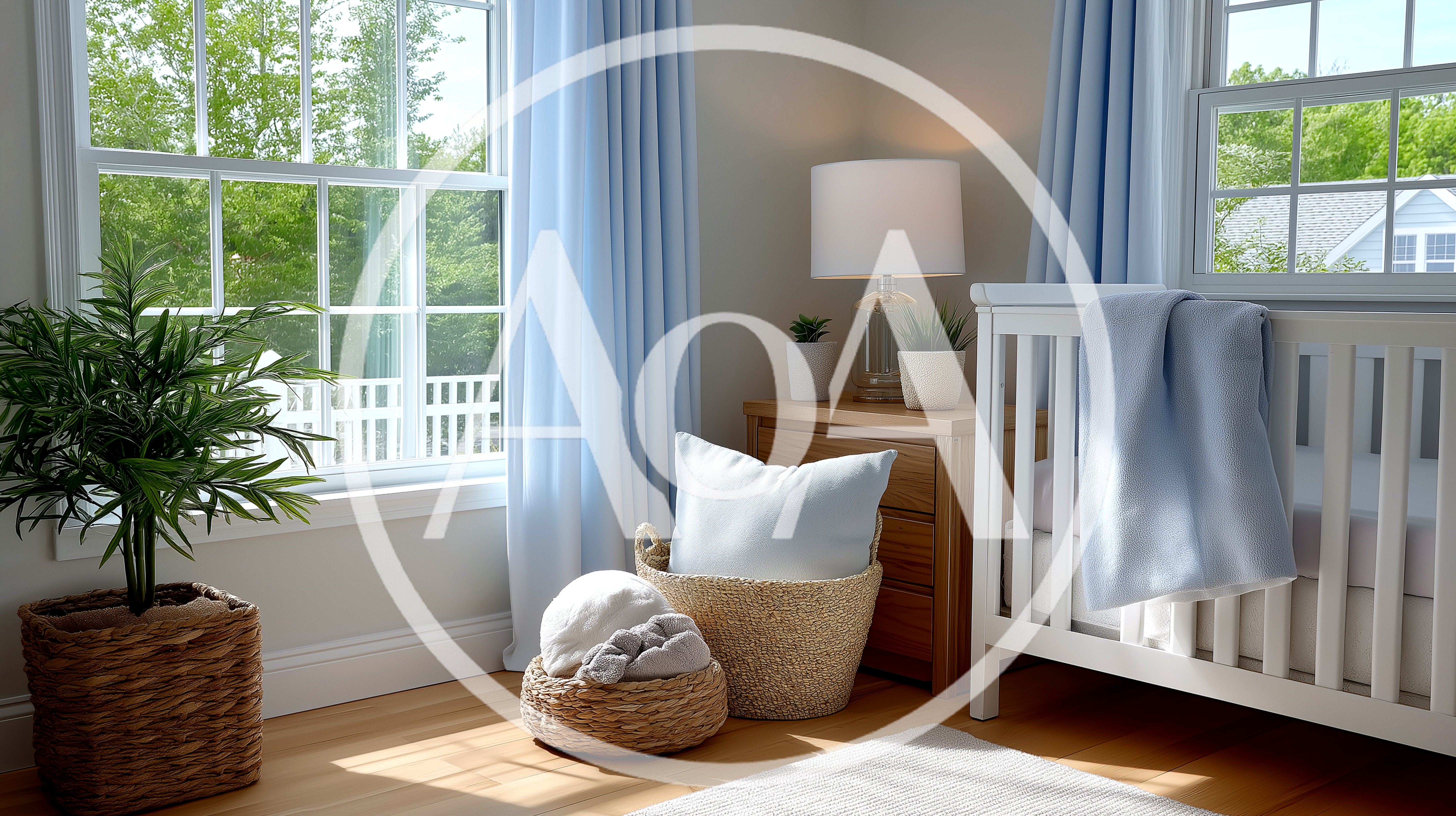 Cozy Nursery Interior With Crib And Natural Decor