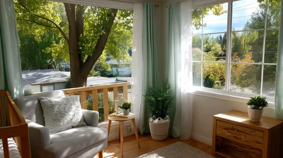 Cozy Nursery Room With Natural Light And Greenery
