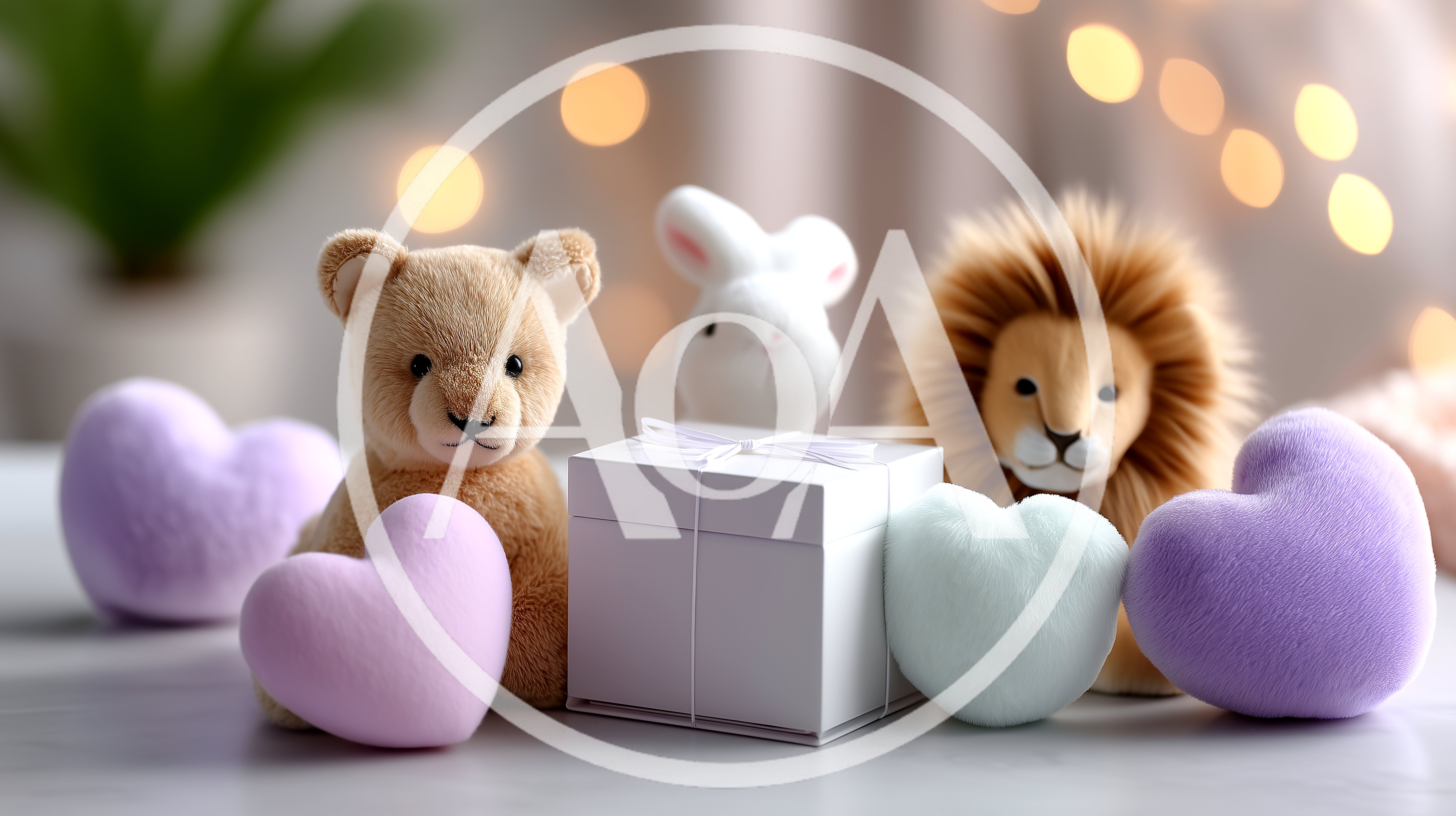 Stuffed Animal Toys With Gift Box And Hearts