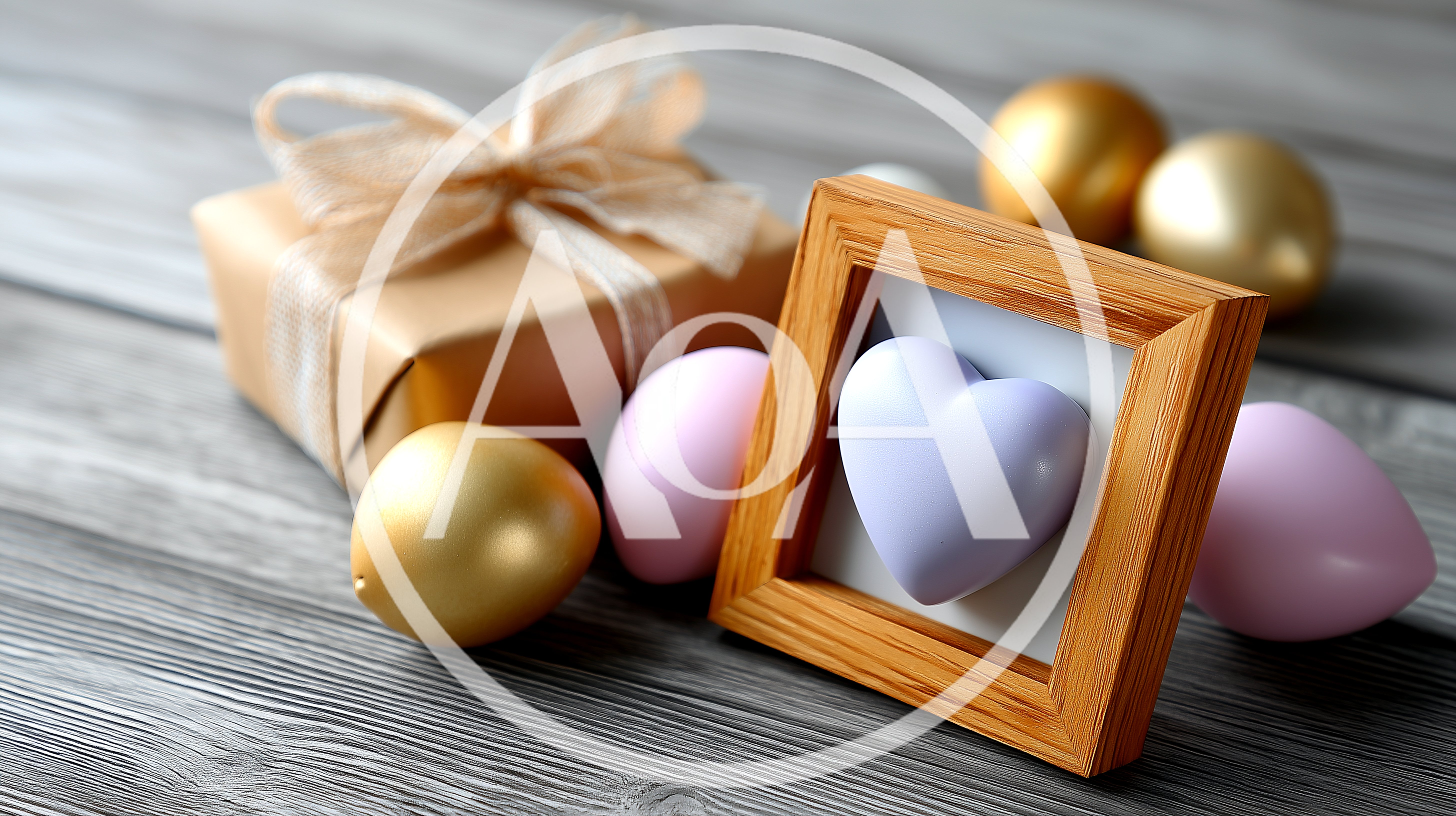 Easter Gift Box With Pastel Eggs And Heart Frame