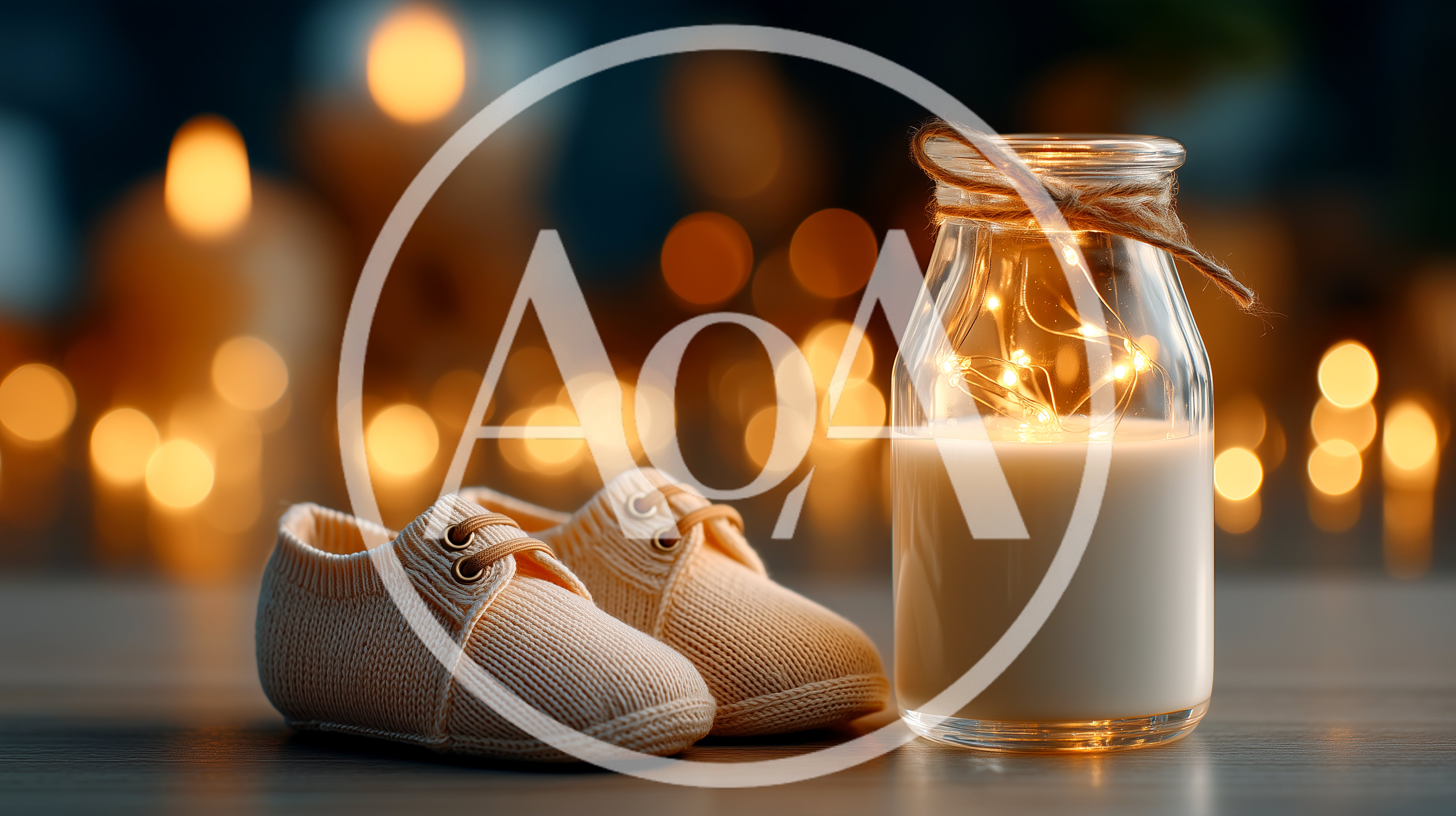 Baby Shoes And Glowing Milk Bottle Decoration