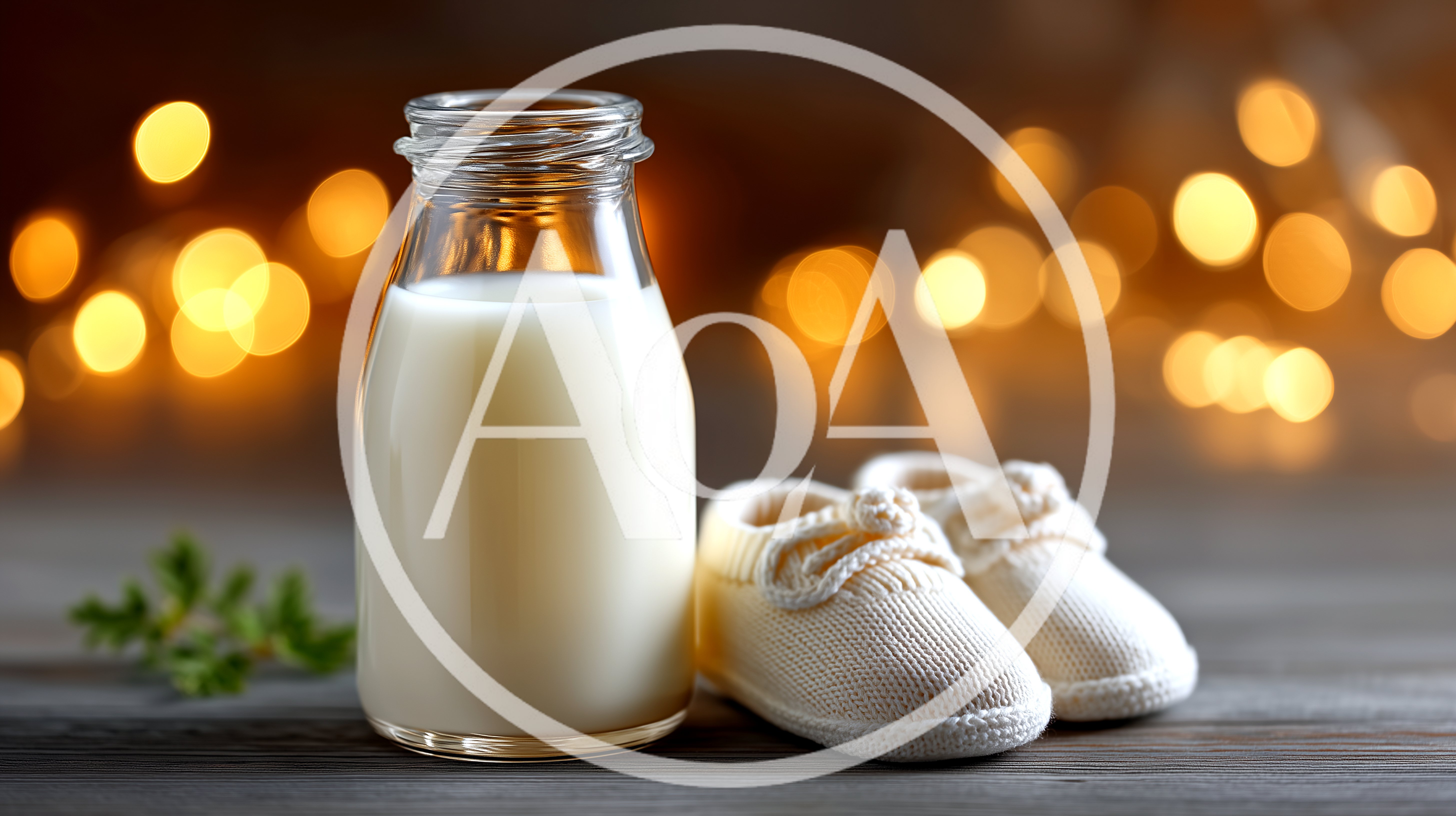 Glass Bottle Of Milk With Baby Booties