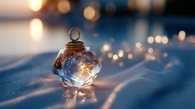 Crystal Ornament Resting on Soft Fabric