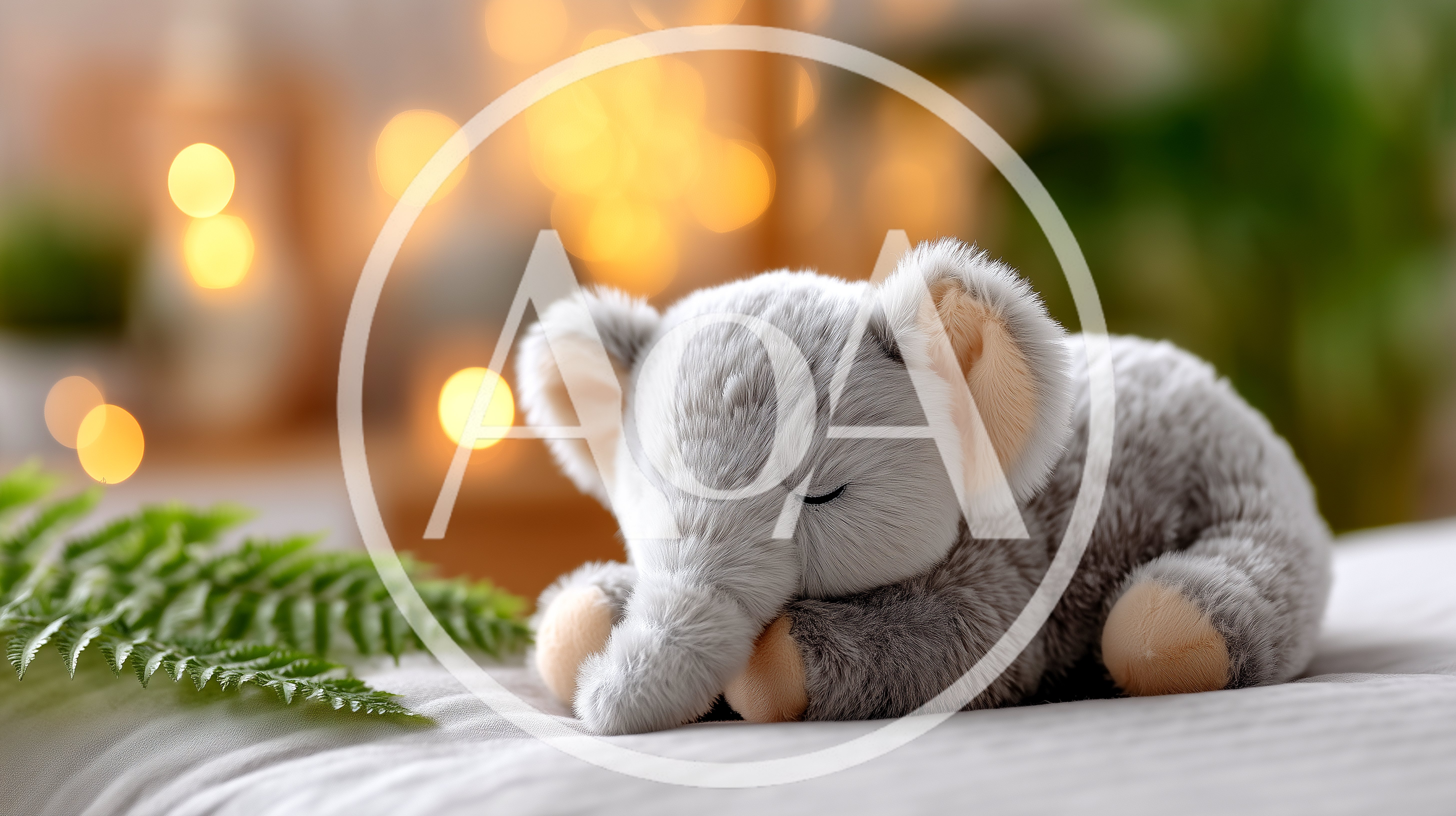 Plush Elephant Toy Sleeping On A Bed